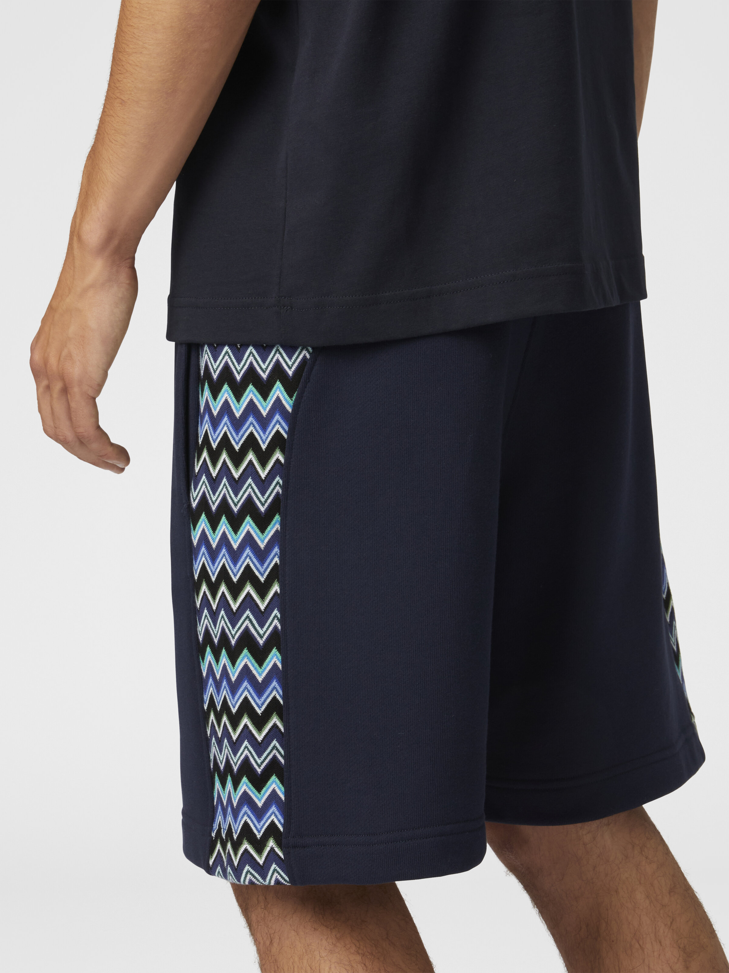 Shorts aus Baumwolle mit Zickzack-Einsatz, Blau - 4