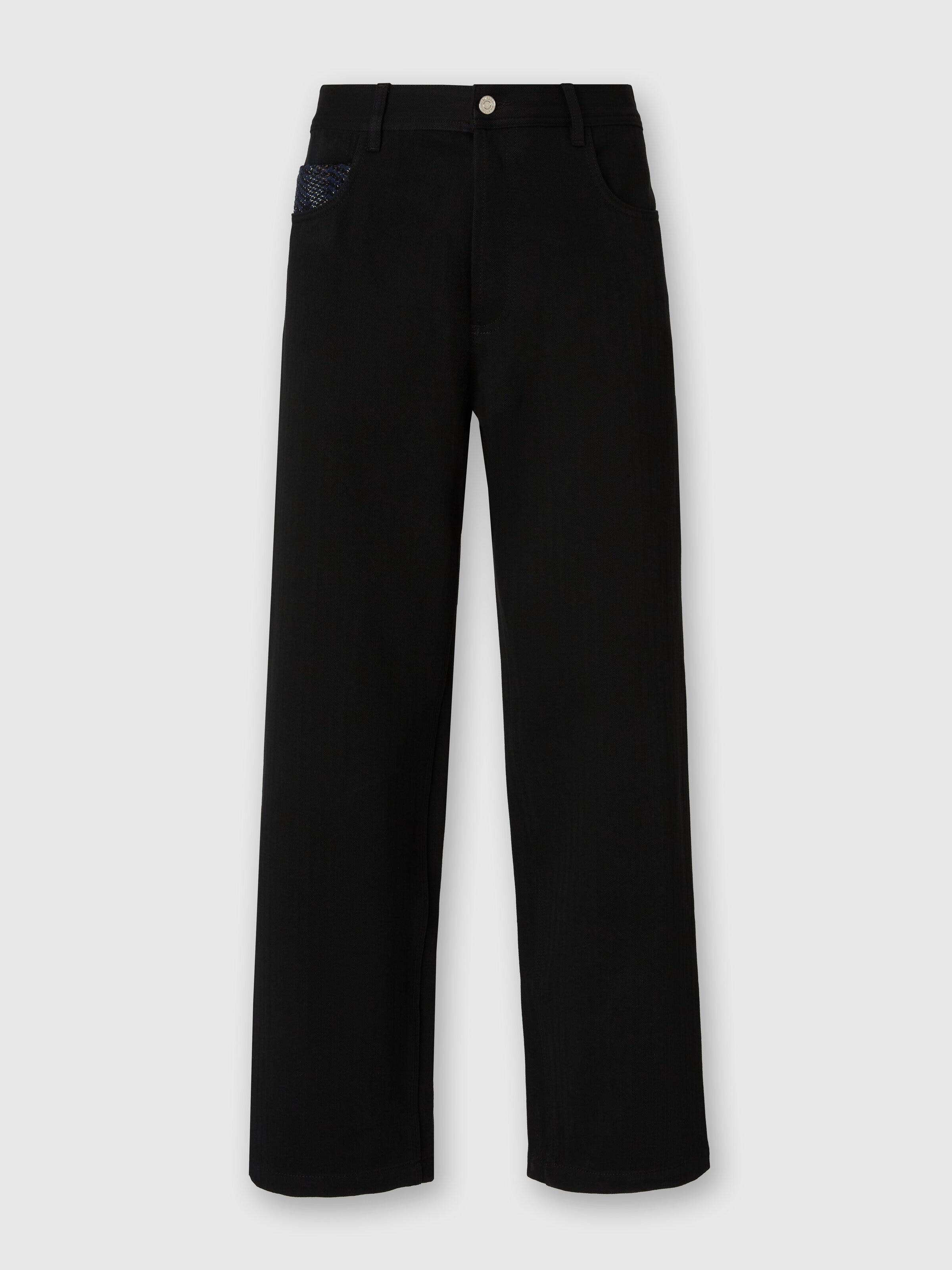 Denim-Cargohose mit Chevron-Strickeinsätzen, Mehrfarbig  - 0