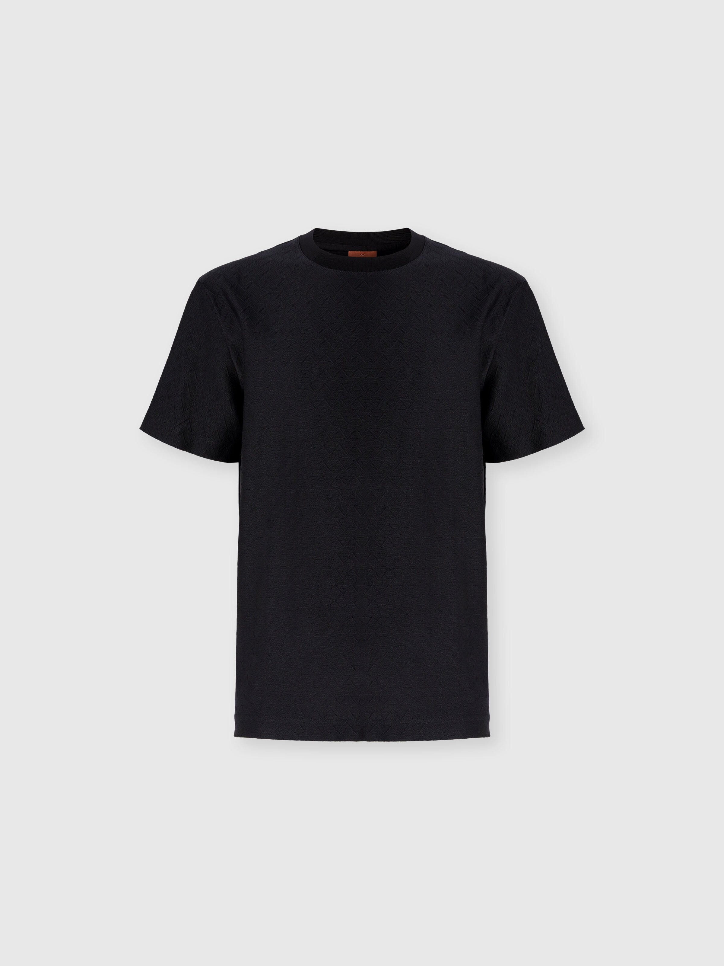 Tone-on-tone zig zag cotton jersey crewneck T-shirt, Grey - 0