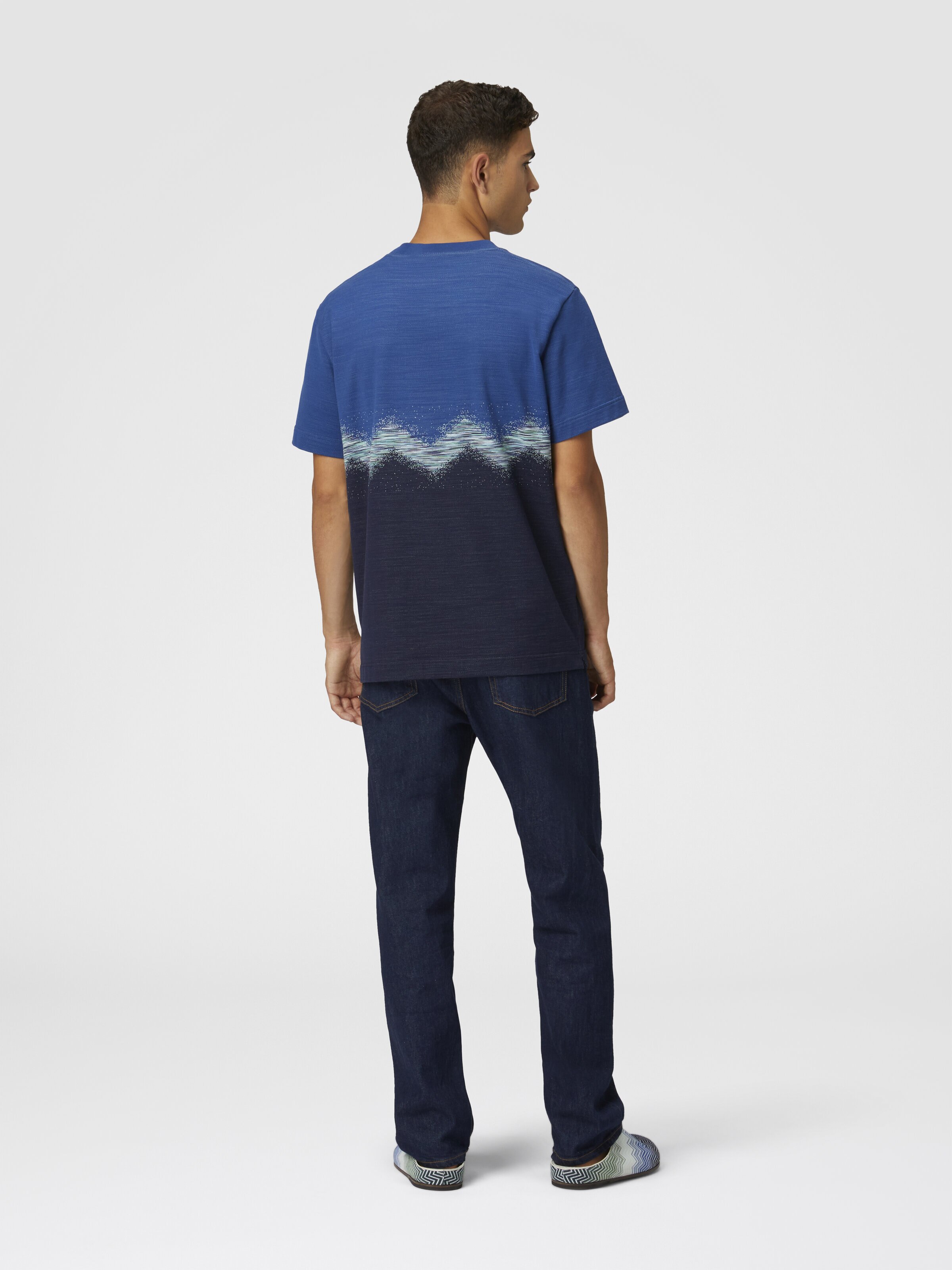 T-shirt à col rond en coton avec zigzag flammé, Multicolore  - 2