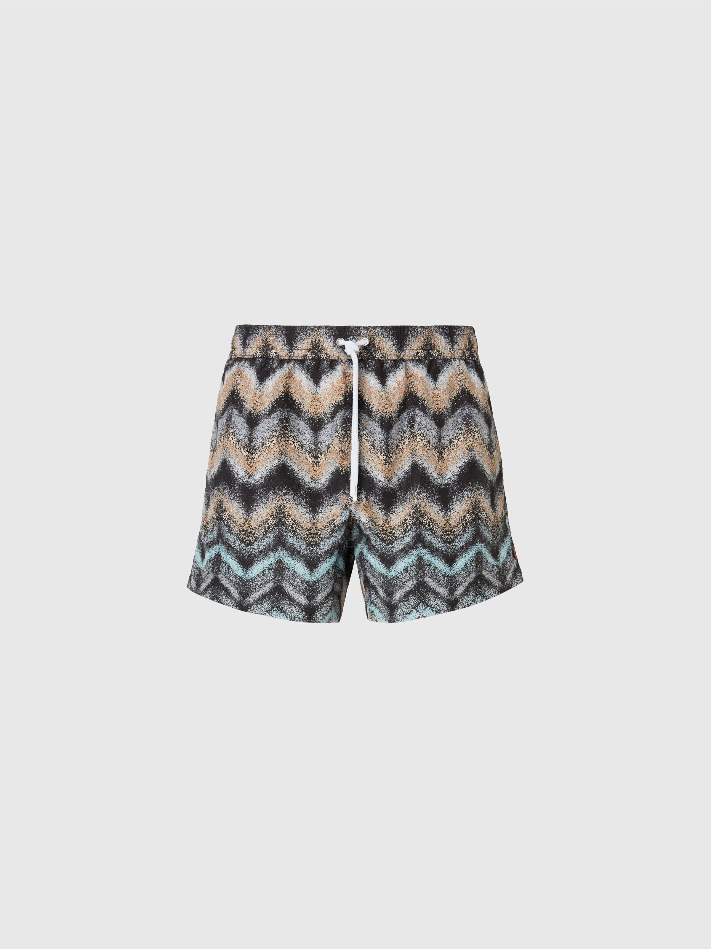 Airbrush-effect zig zag print swim shorts, Multicoloured  - 0