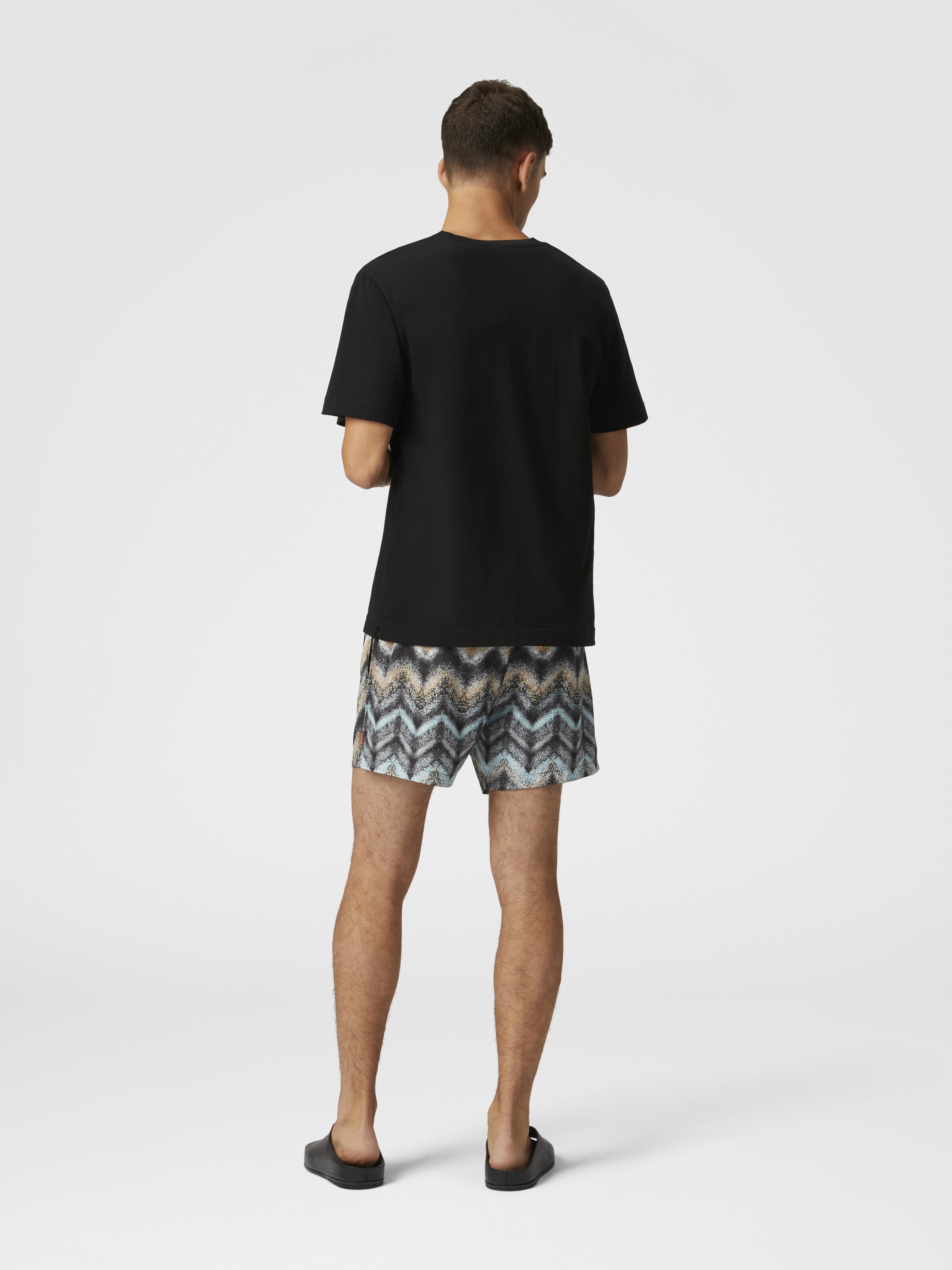 Airbrush-effect zig zag print swim shorts, Multicoloured  - 2