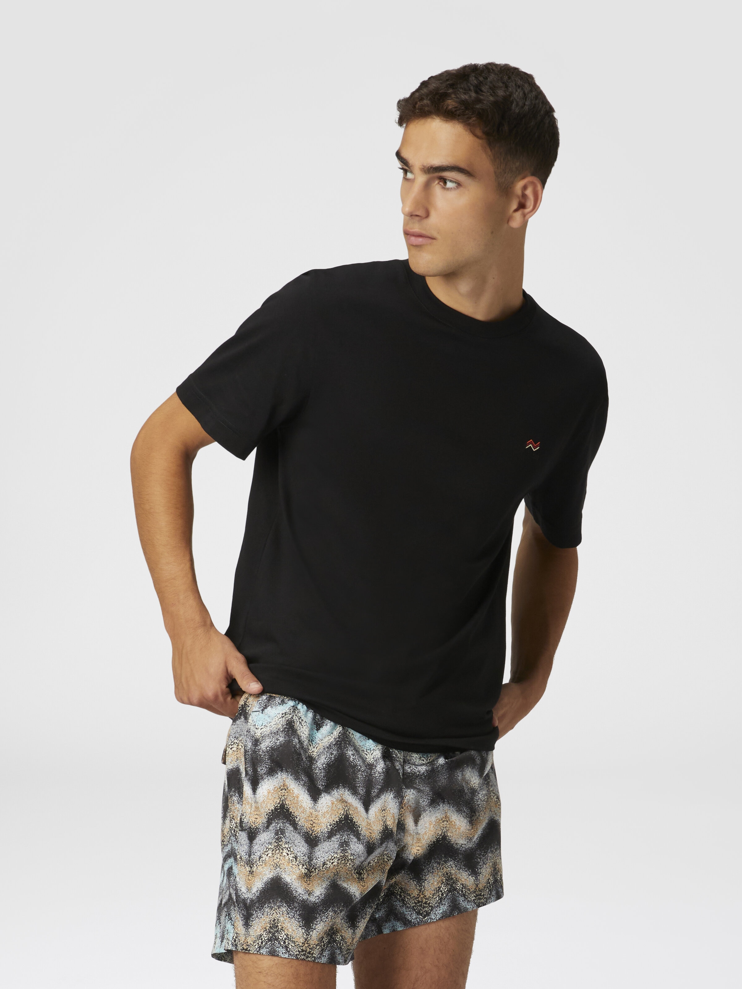Airbrush-effect zig zag print swim shorts, Multicoloured  - 3