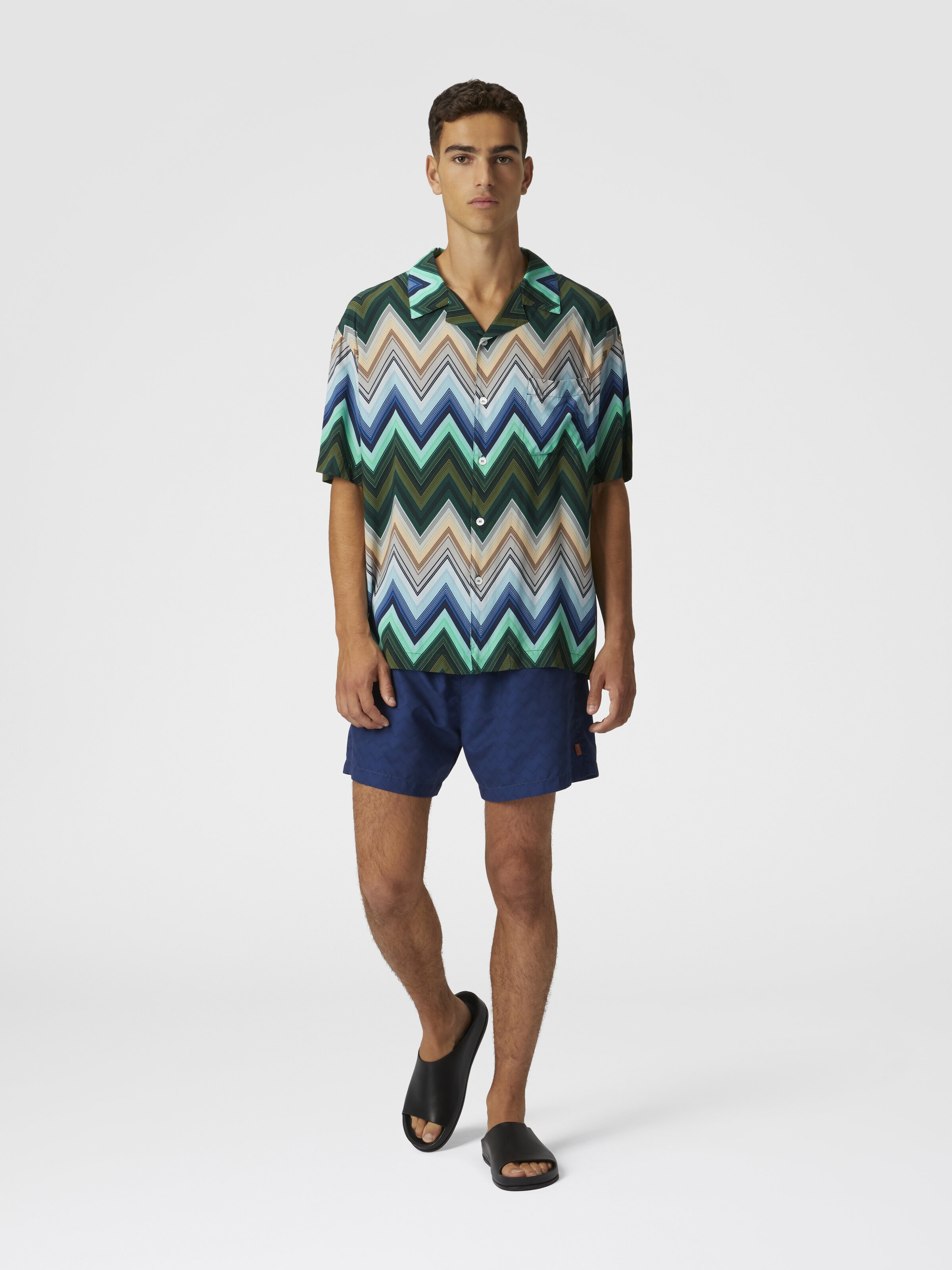 Bañador en zigzag tonal, Azul Oscuro - 1