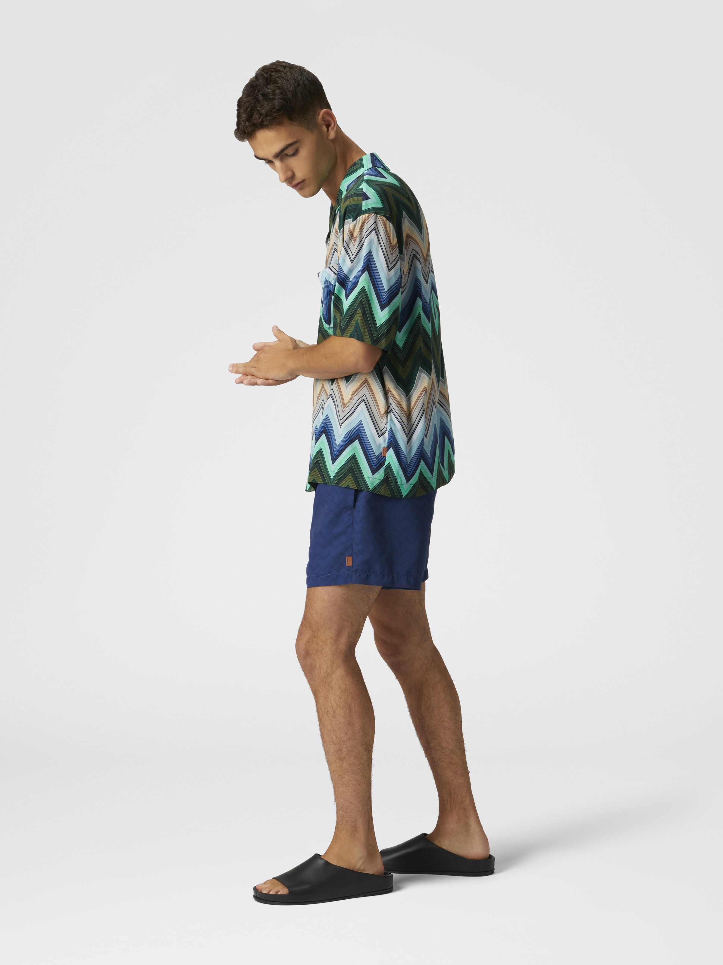 Bañador en zigzag tonal, Azul Oscuro - 3
