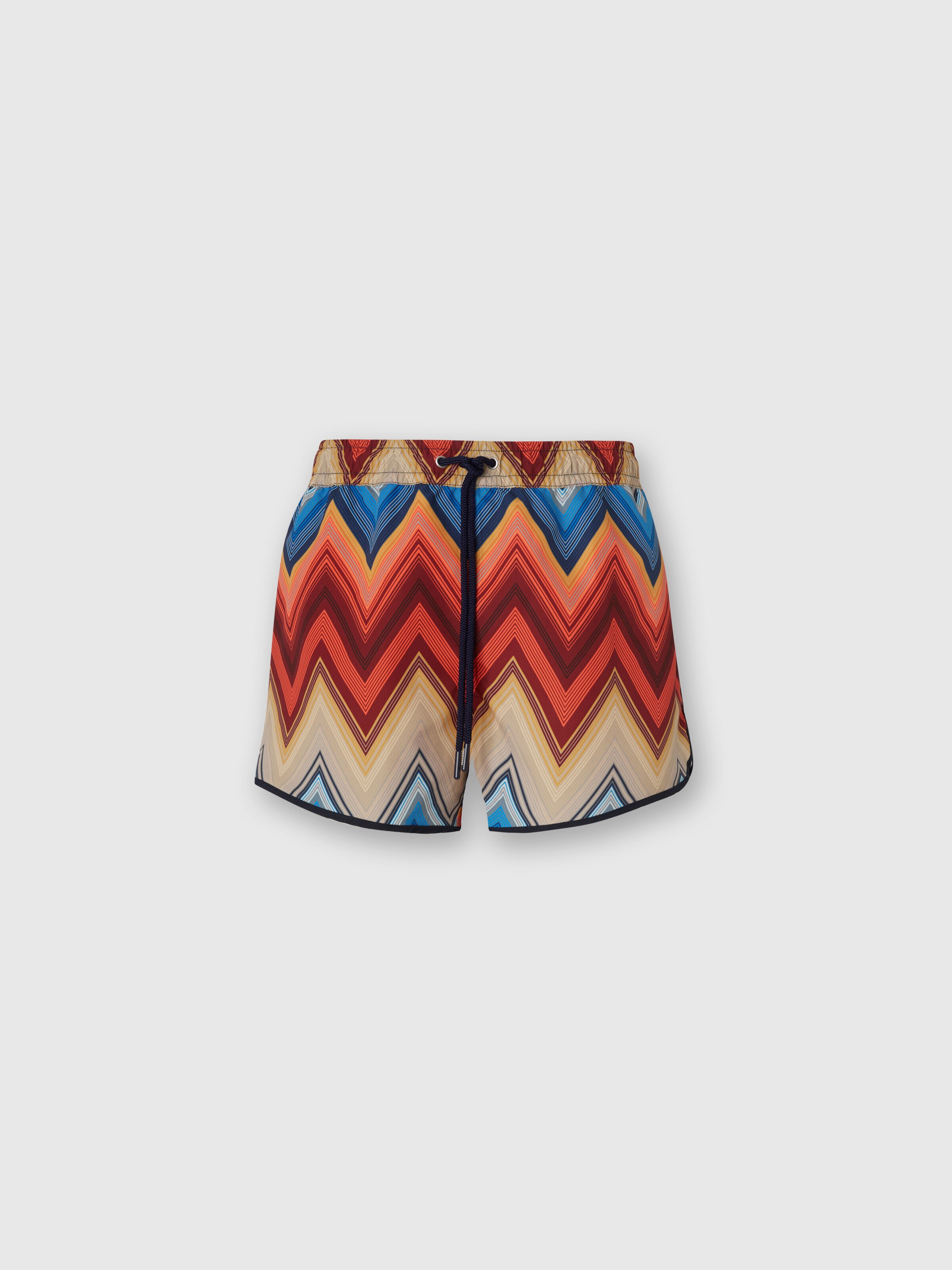 Swim shorts with macro zigzag print, Orange - 0