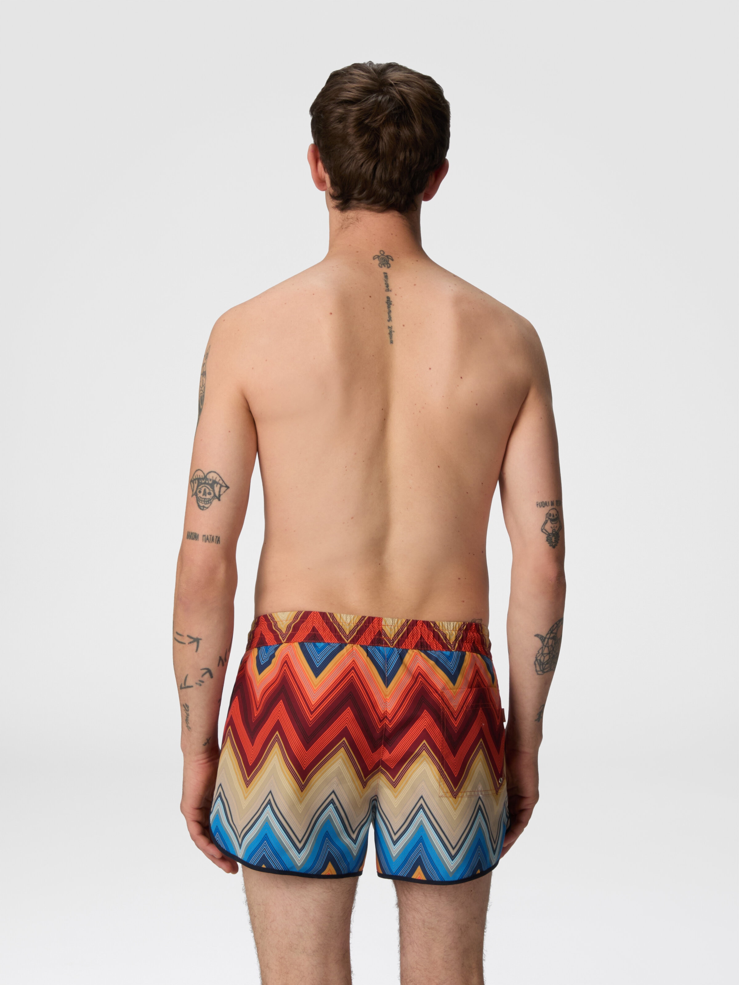 Swim shorts with macro zigzag print, Orange - 2