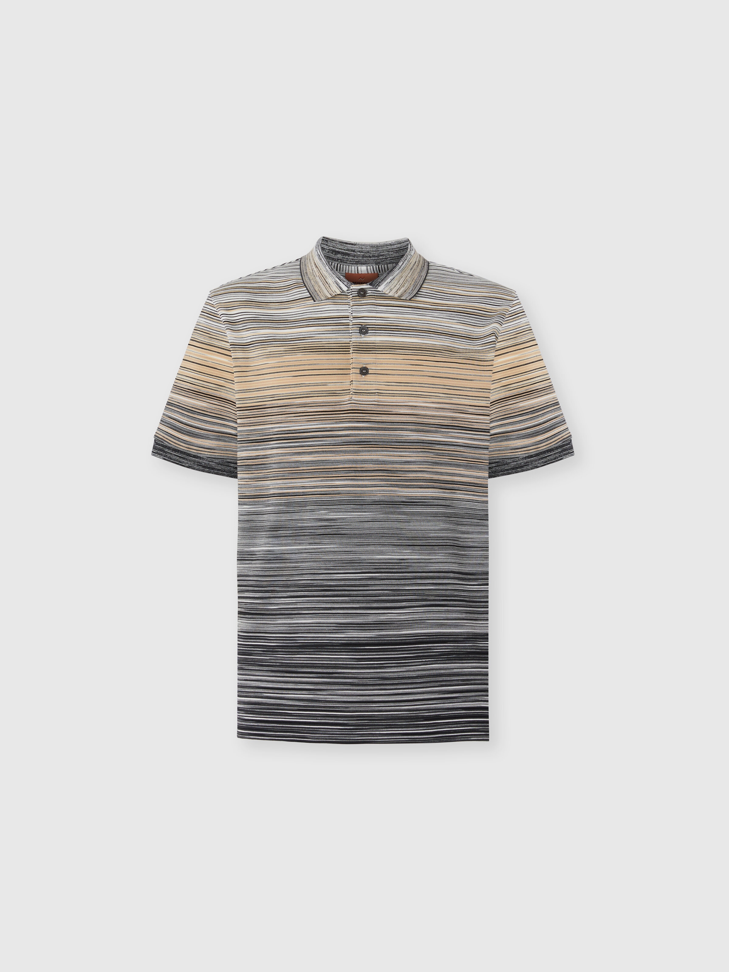 Polo manica corta  con lavorazione fiammata, Grigio - 0