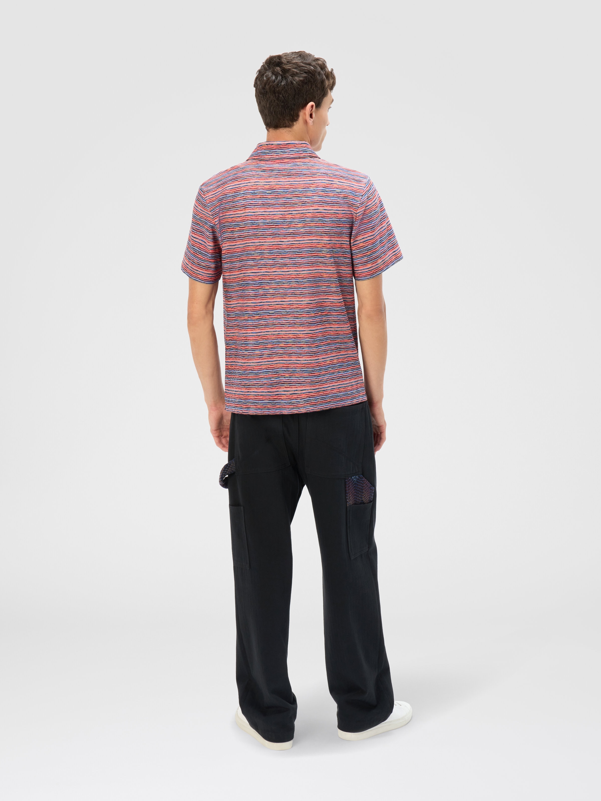 Polo manica corta  in jersey fiammato, Rosso & Blu - 2