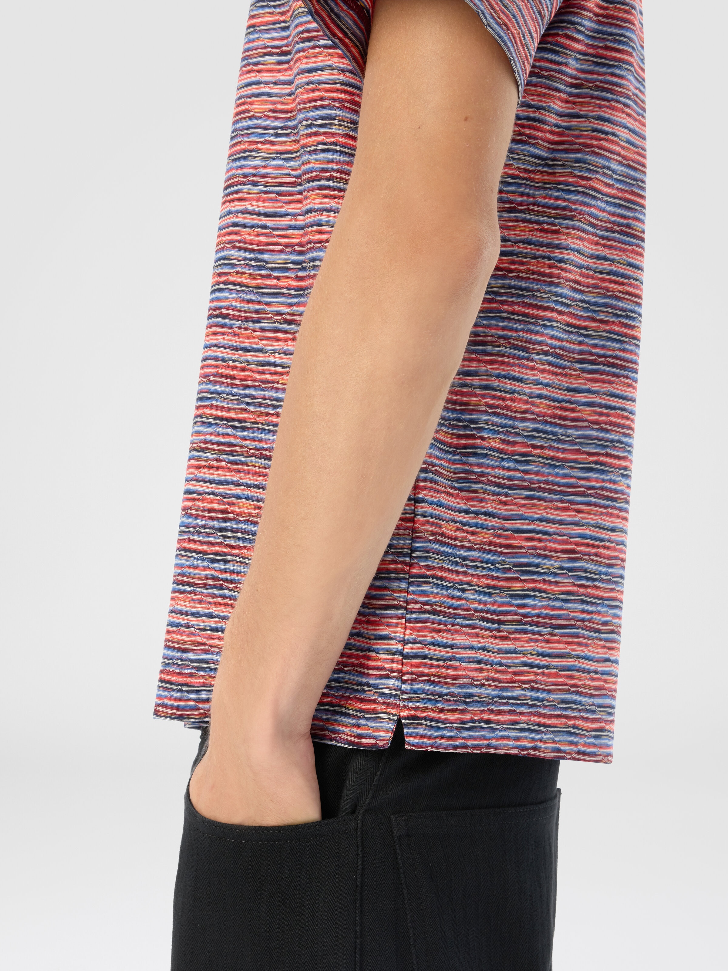 Polo manica corta  in jersey fiammato, Rosso & Blu - 4