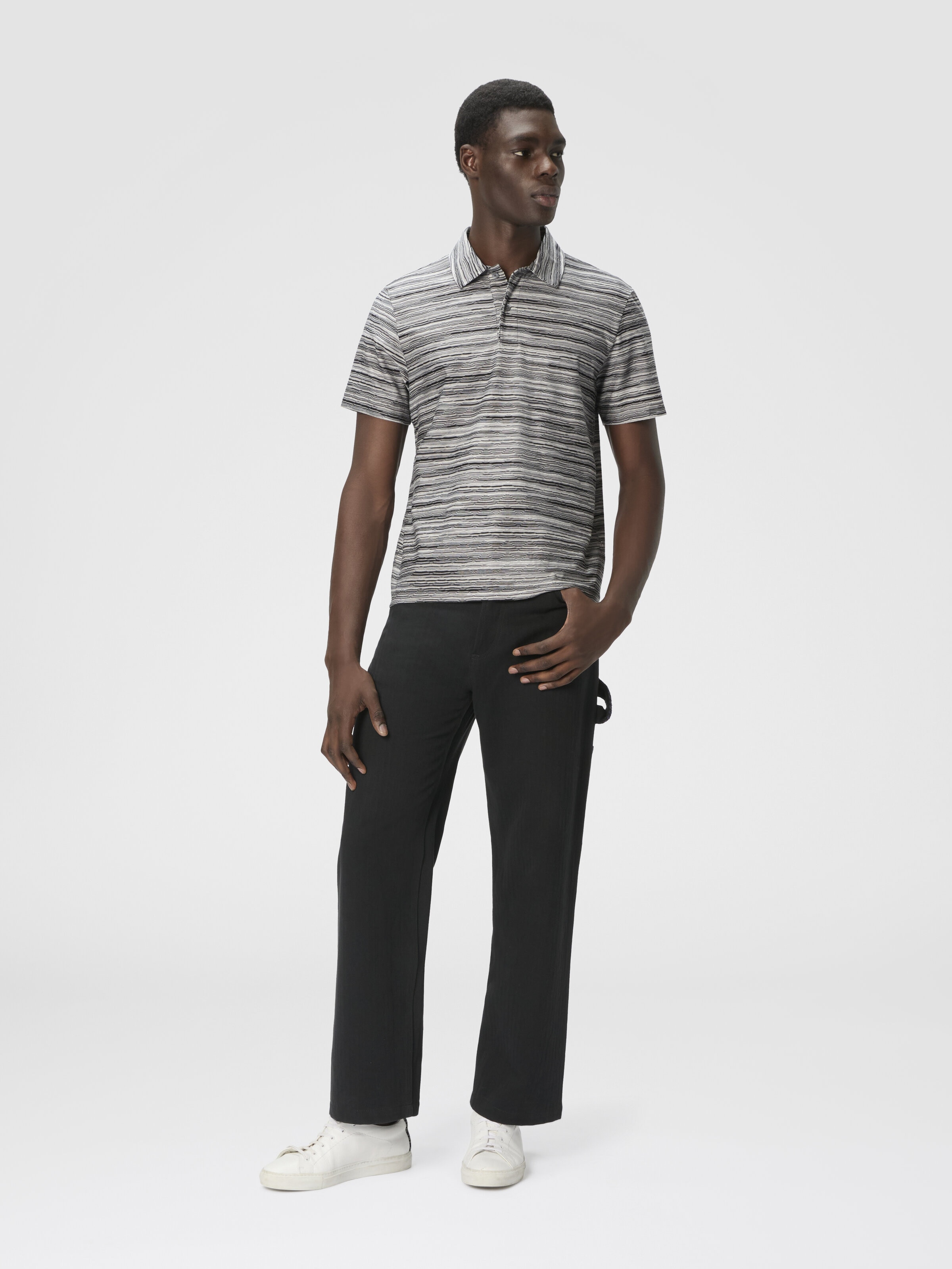 Short Sleeve Polo in Flame Jersey, Grey - 1
