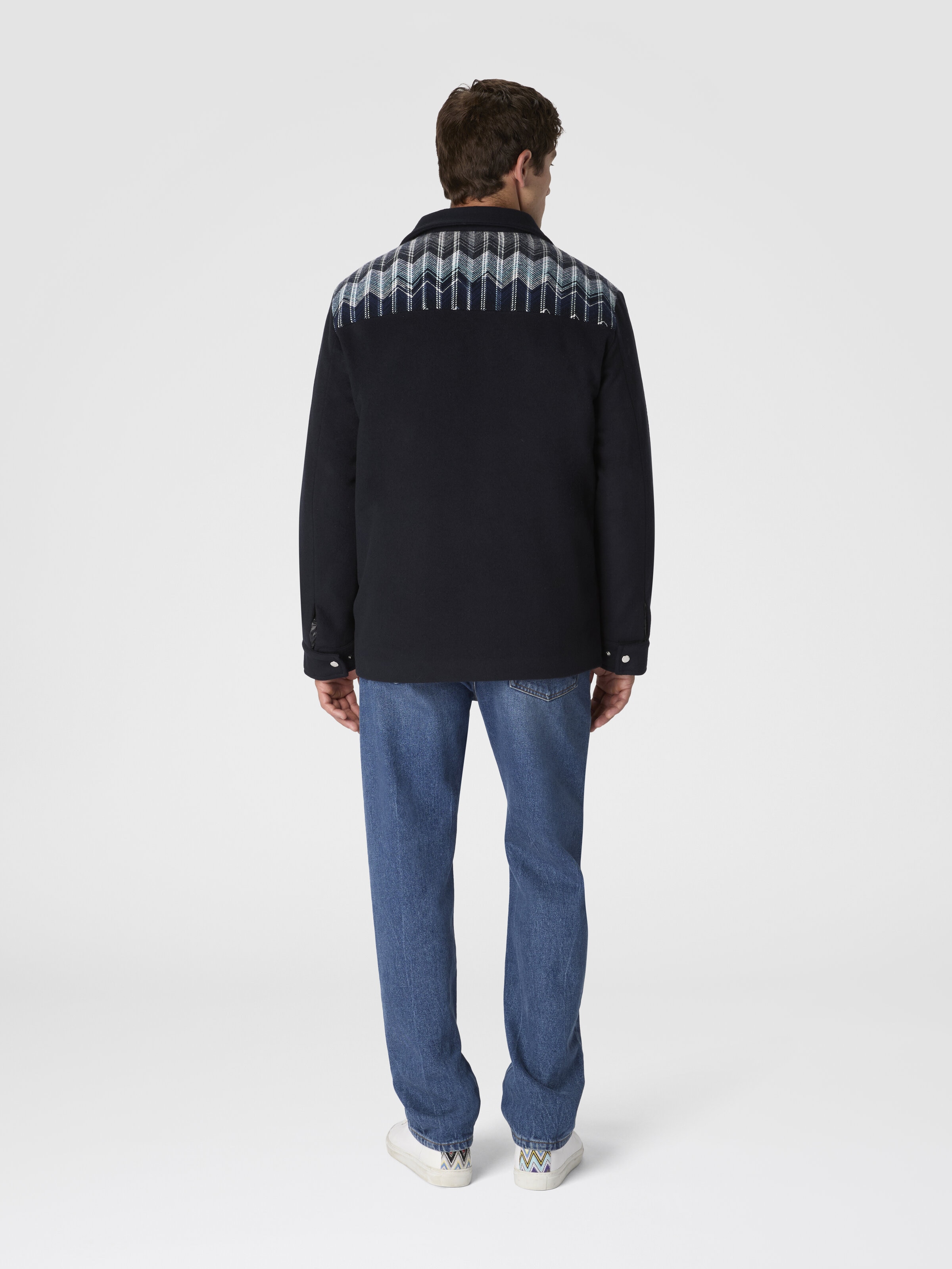 Field Jacket with Zigzag Pattern, Black & Blue - 2
