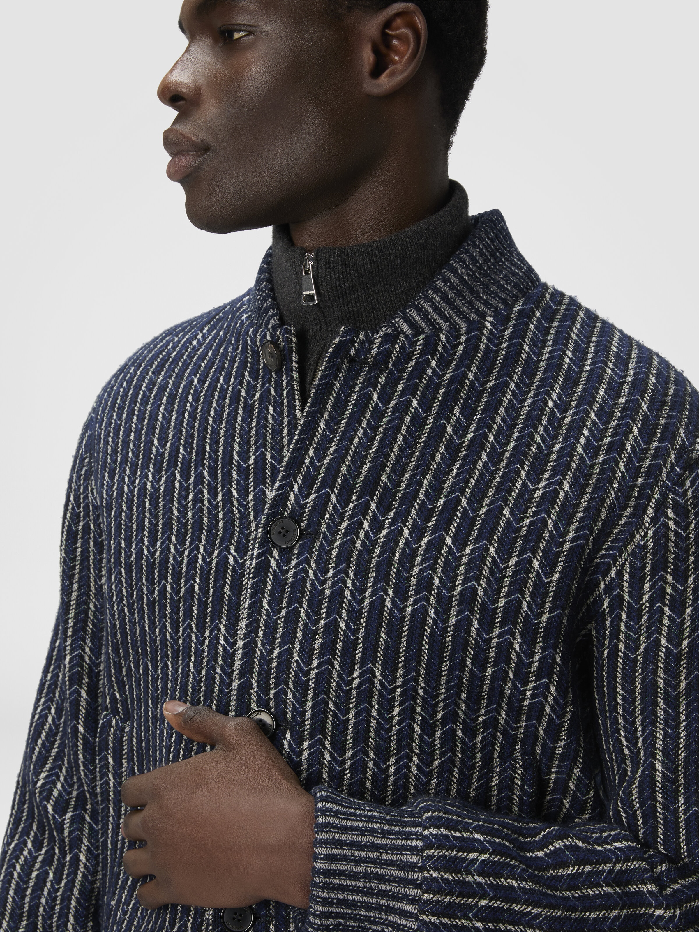Bomber con zigzag, Azul Oscuro & Gris - 4