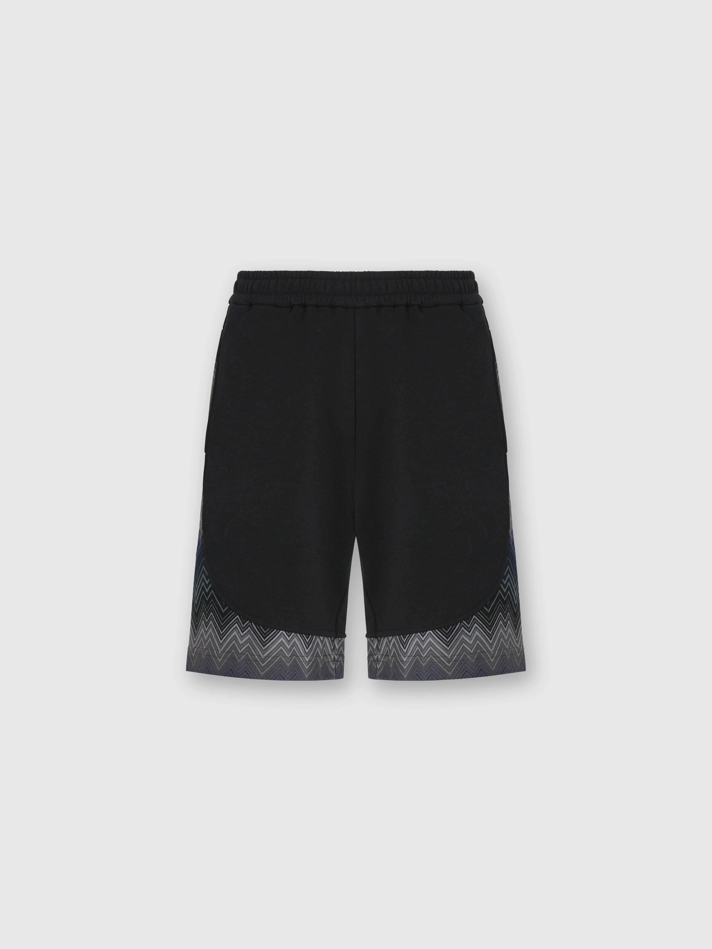 Short en molleton avec insert zigzag, Noir - 0