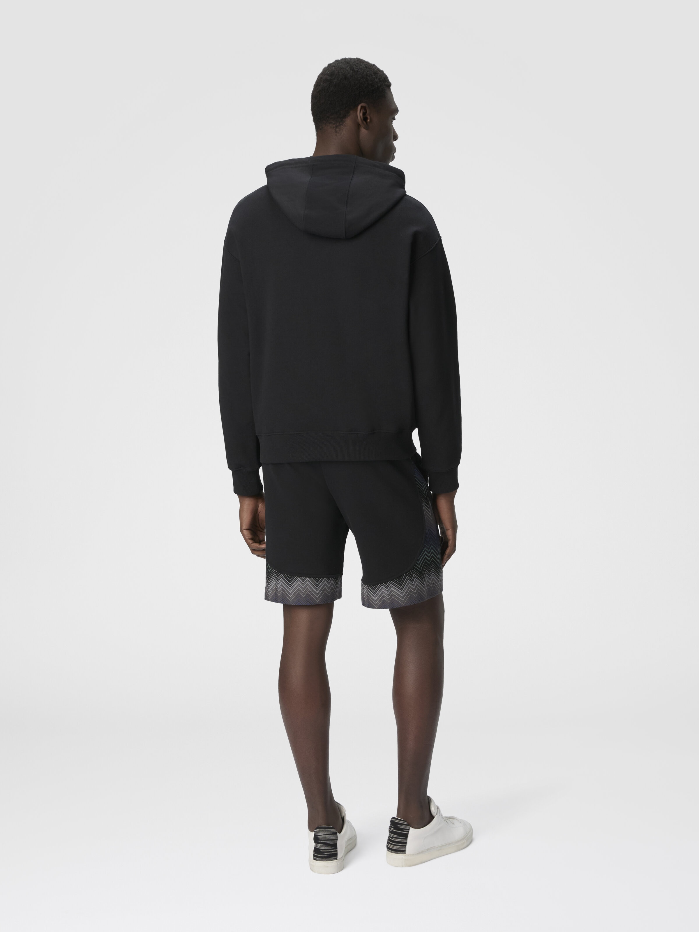 Short en molleton avec insert zigzag, Noir - 2