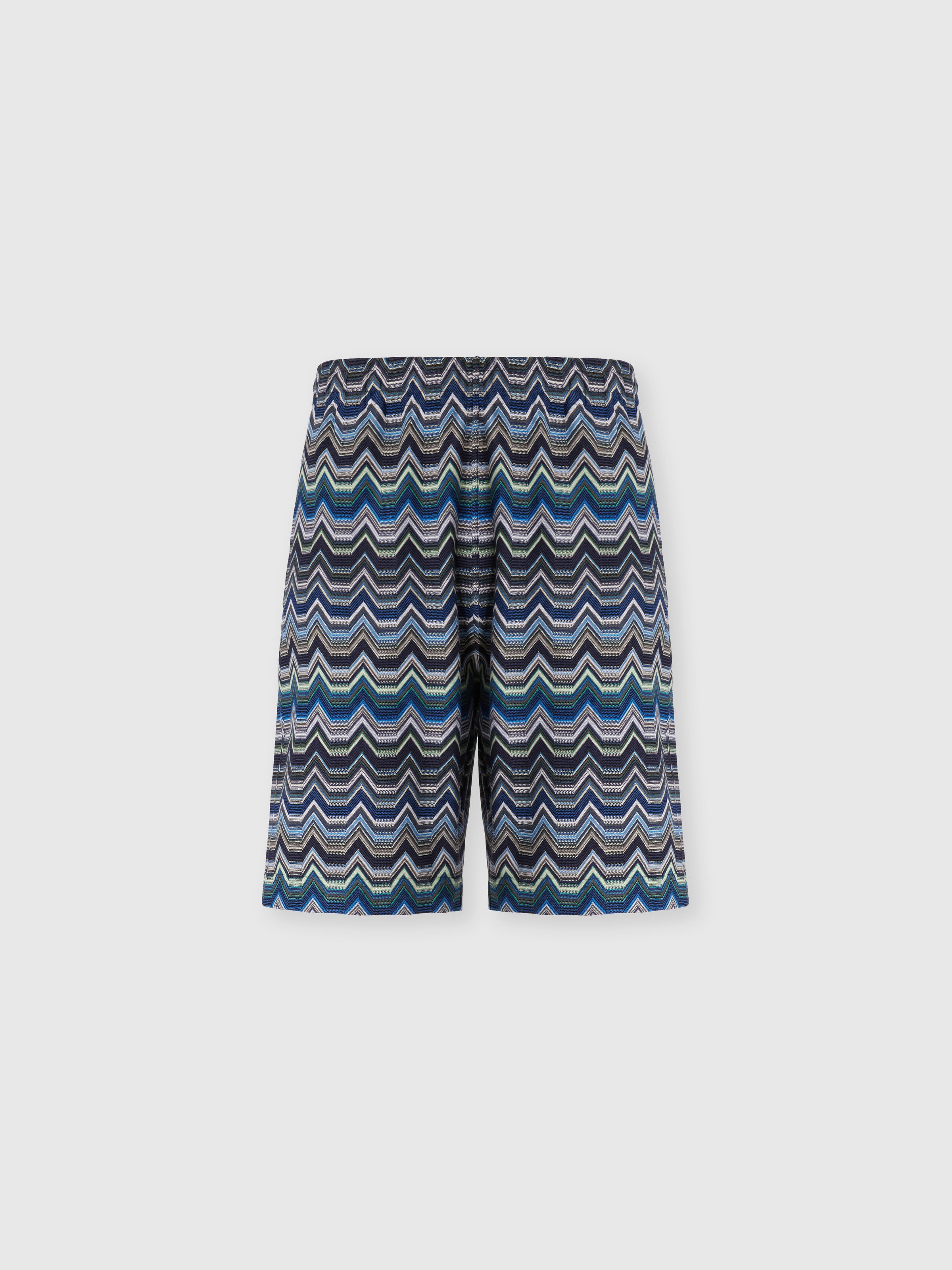 Pure cotton zig zag shorts, Blue & Green - 0