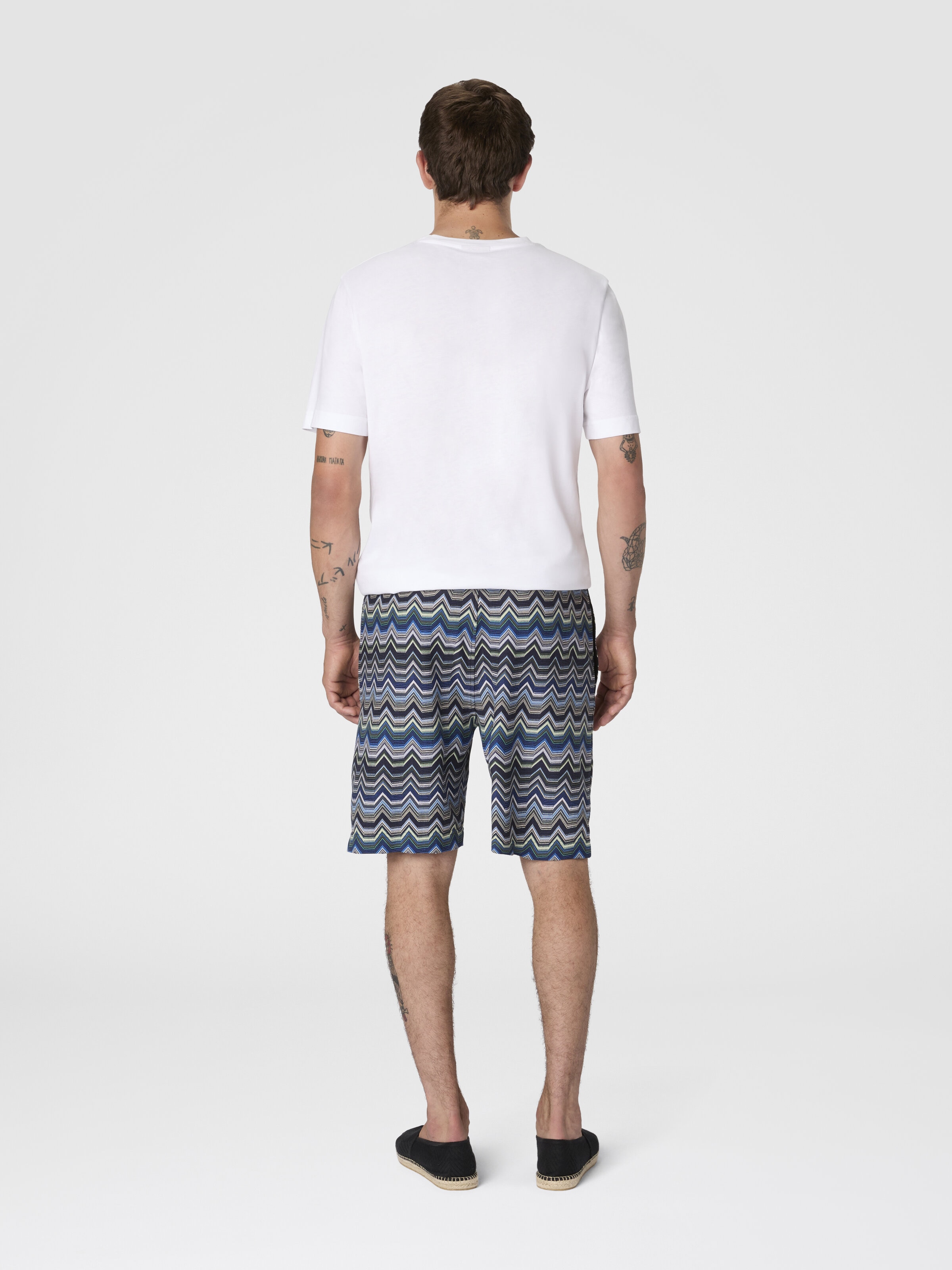 Pure cotton zig zag shorts, Blue & Green - 2