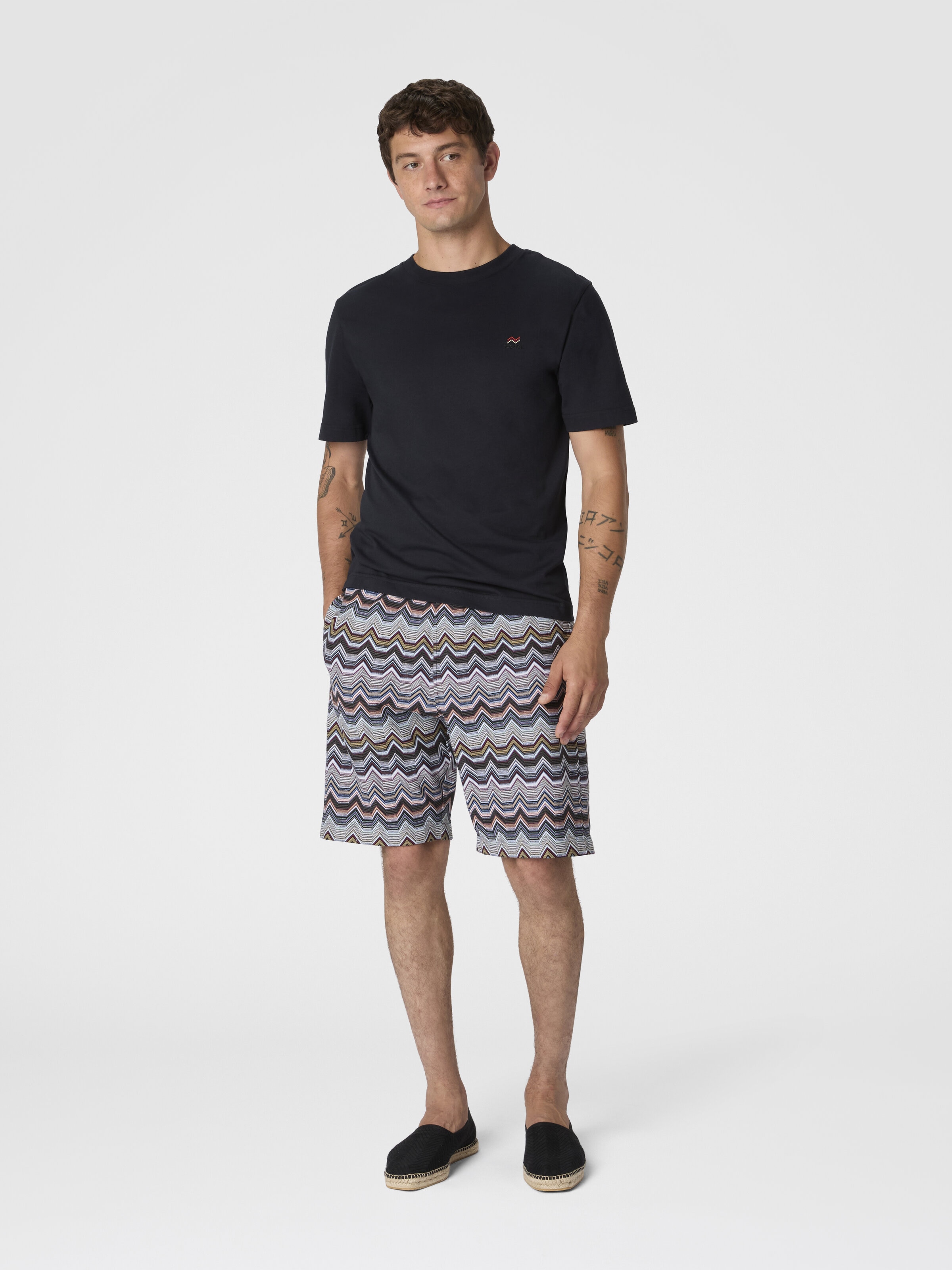 Pure cotton zig zag shorts, Multicoloured  - 1