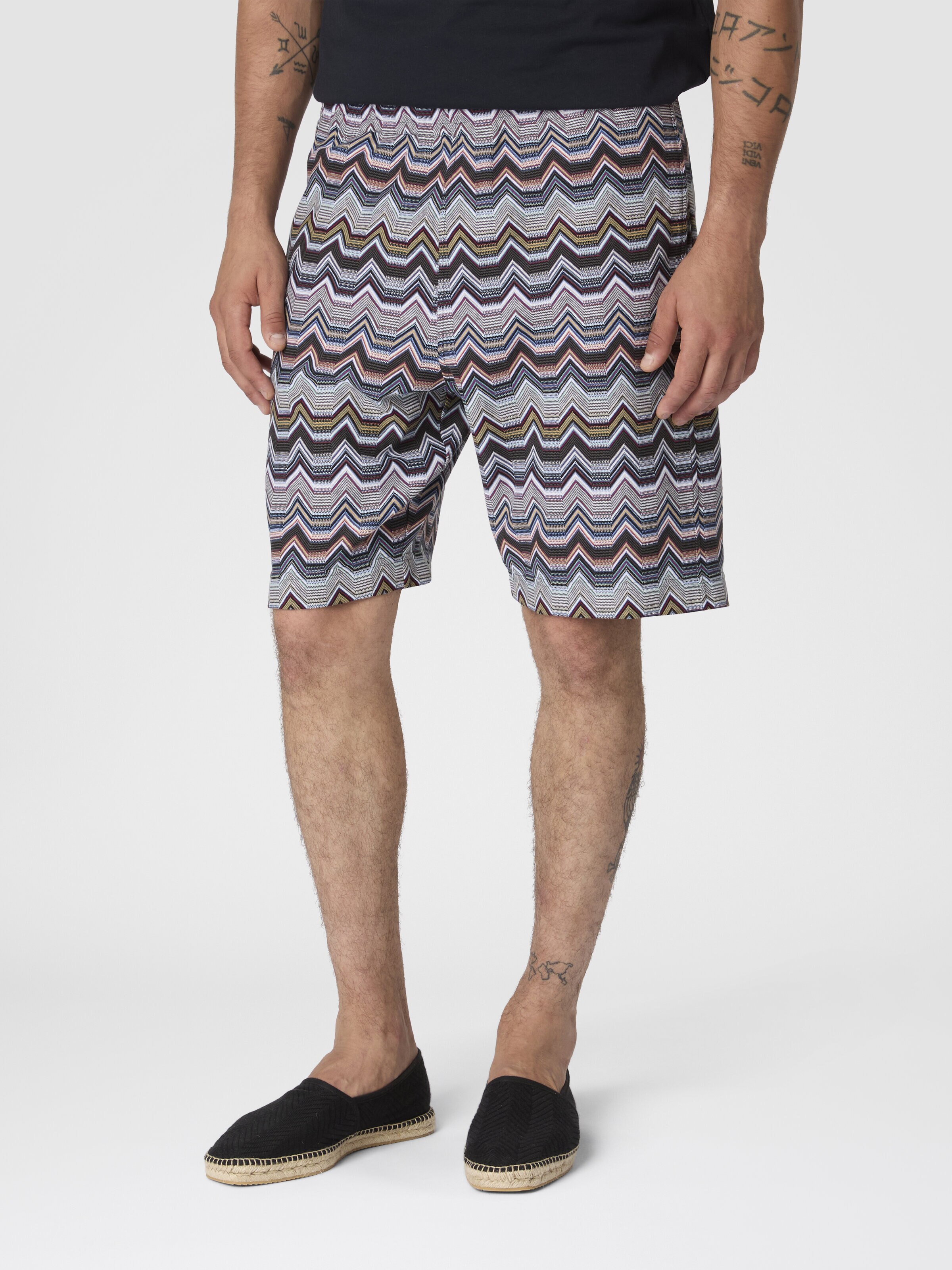 Pure cotton zig zag shorts, Multicoloured  - 3