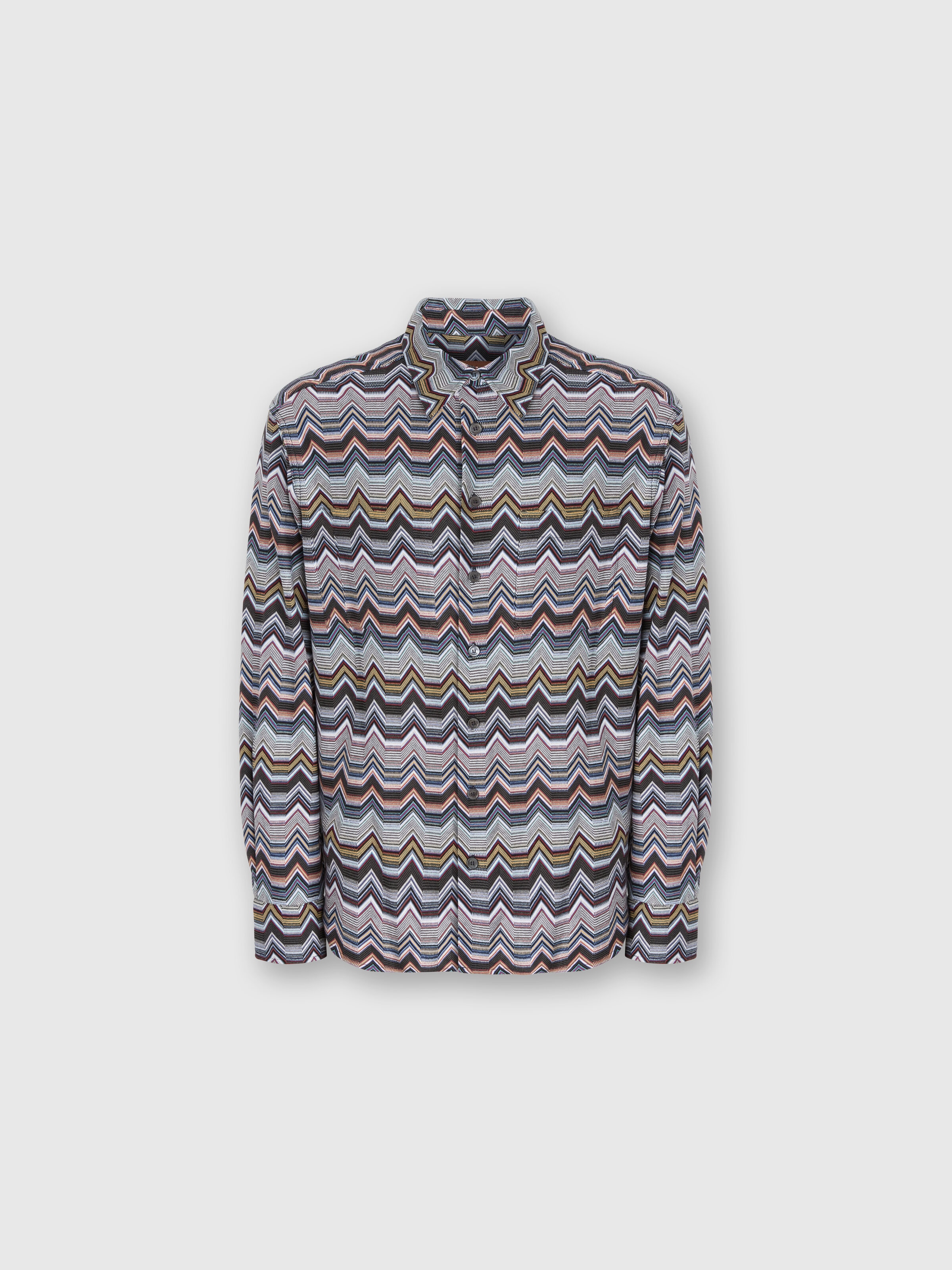 Long Sleeve Shirt with Geometric Zigzag, Multicoloured  - 0