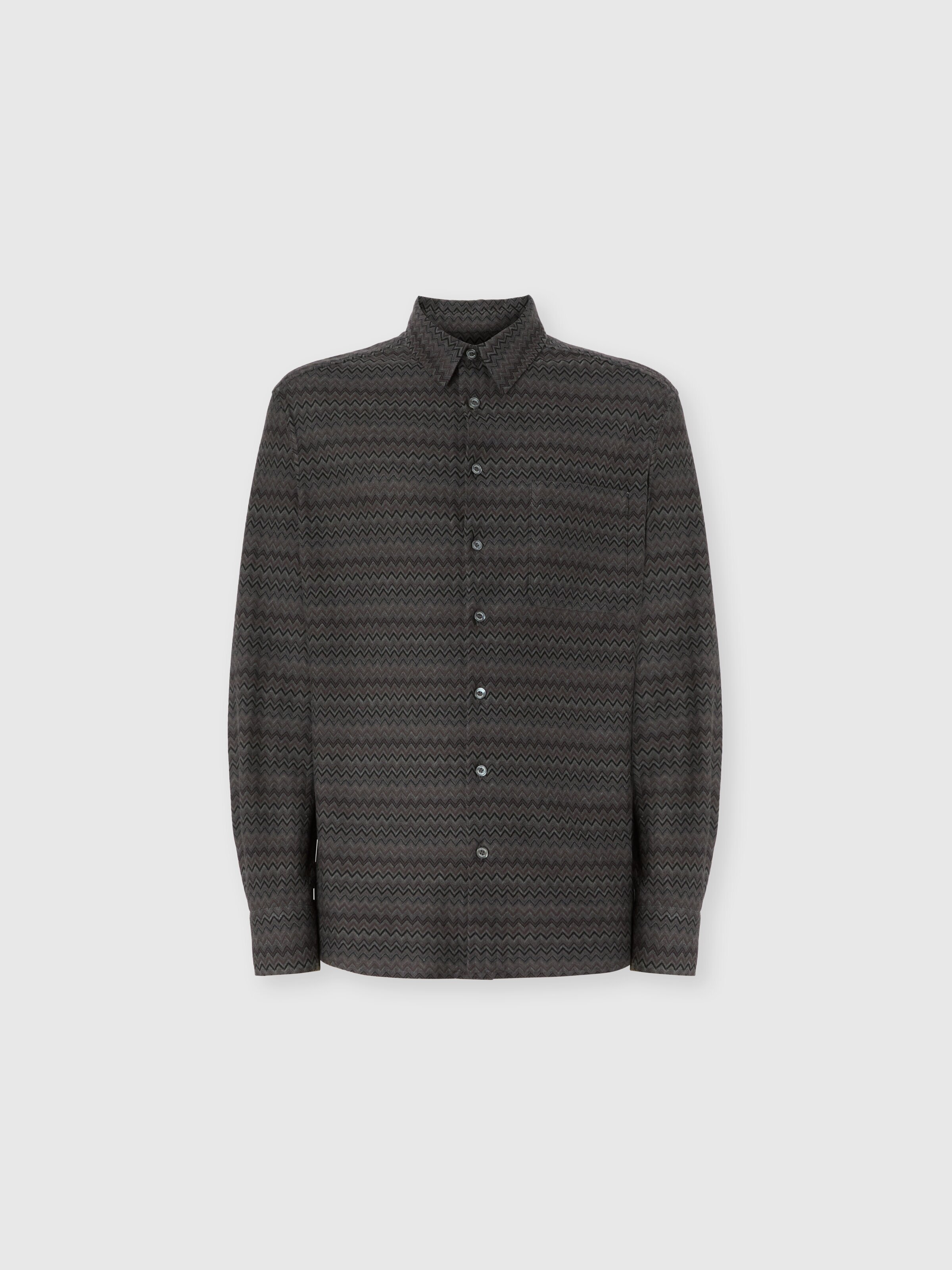 Shirt with Micro Zigzag Tone on Tone, Grey - 0