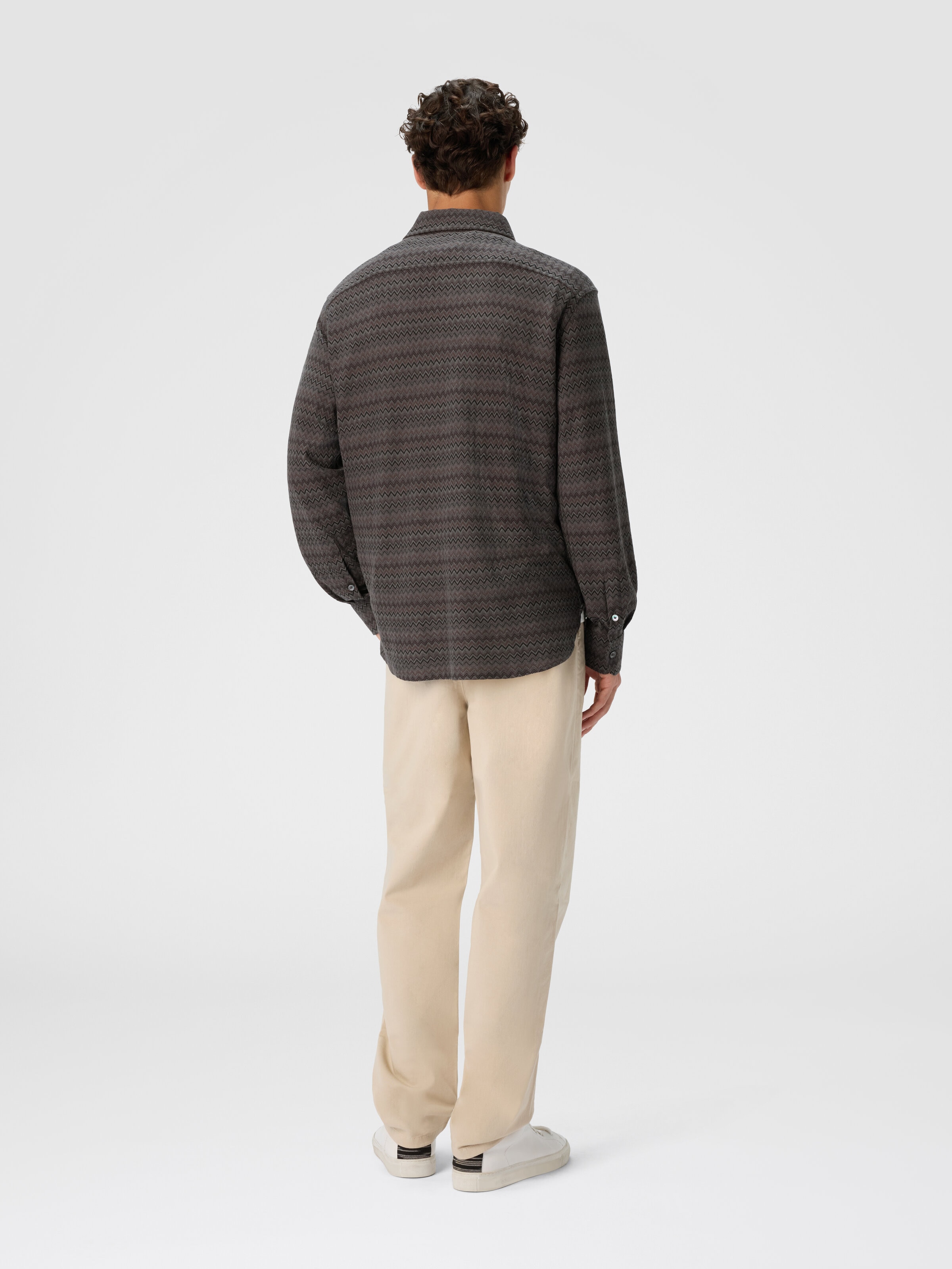 Shirt with Micro Zigzag Tone on Tone, Grey - 2