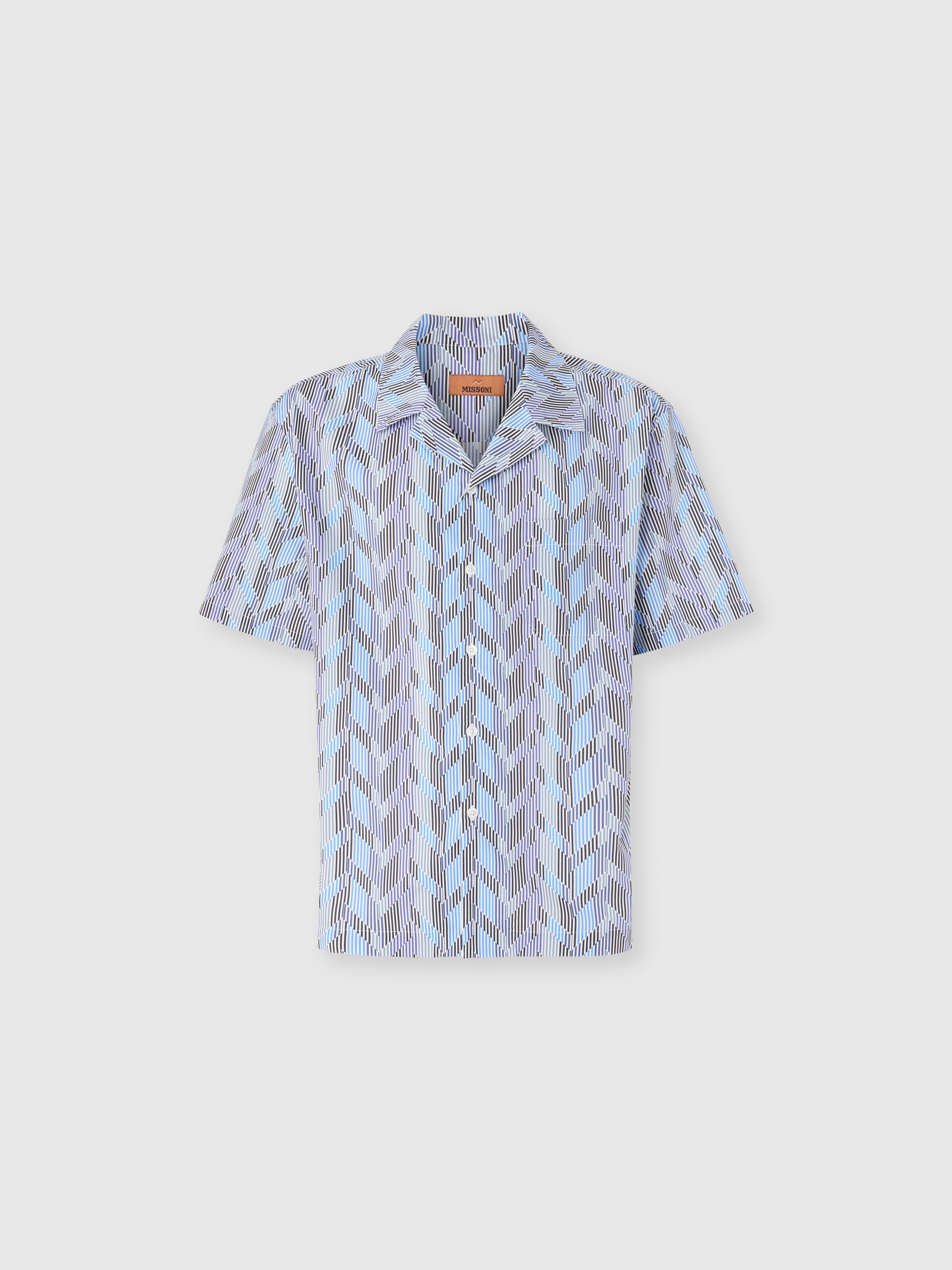 Bowling shirt with zigzag pattern, Blue - 0