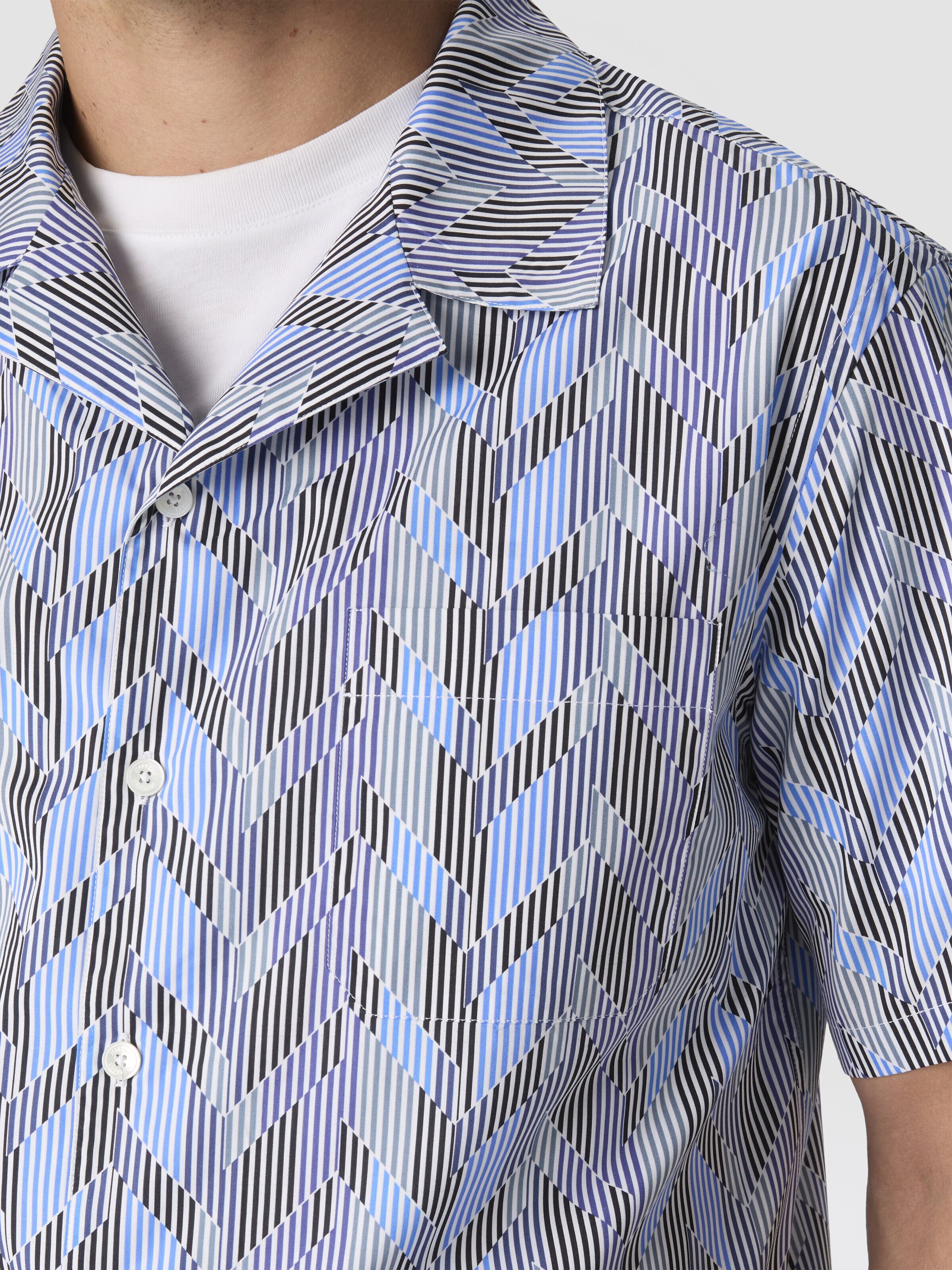Bowling shirt with zigzag pattern, Blue - 4
