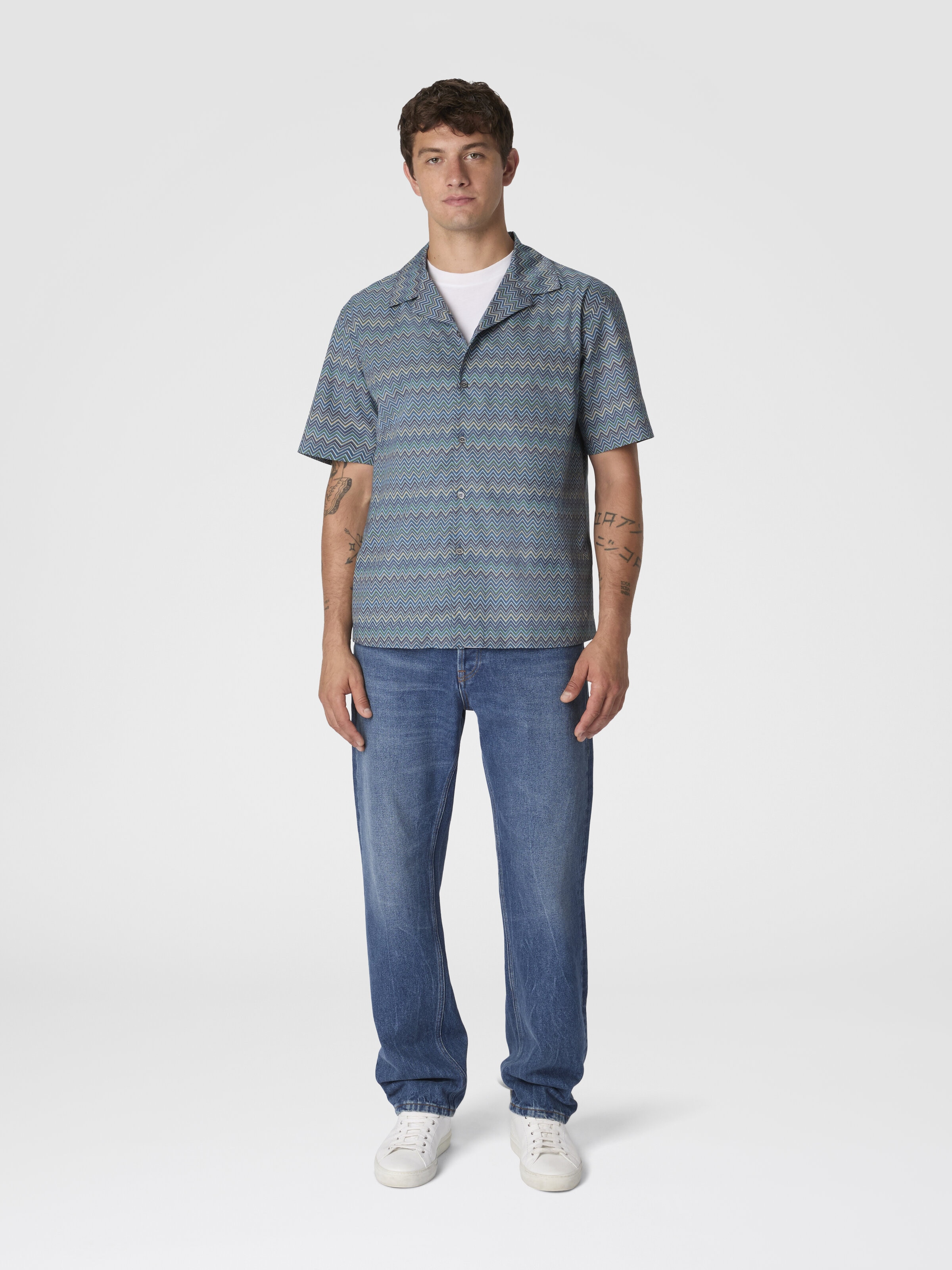 Bowling Shirt with Zigzag Pattern, Multicoloured  - 1