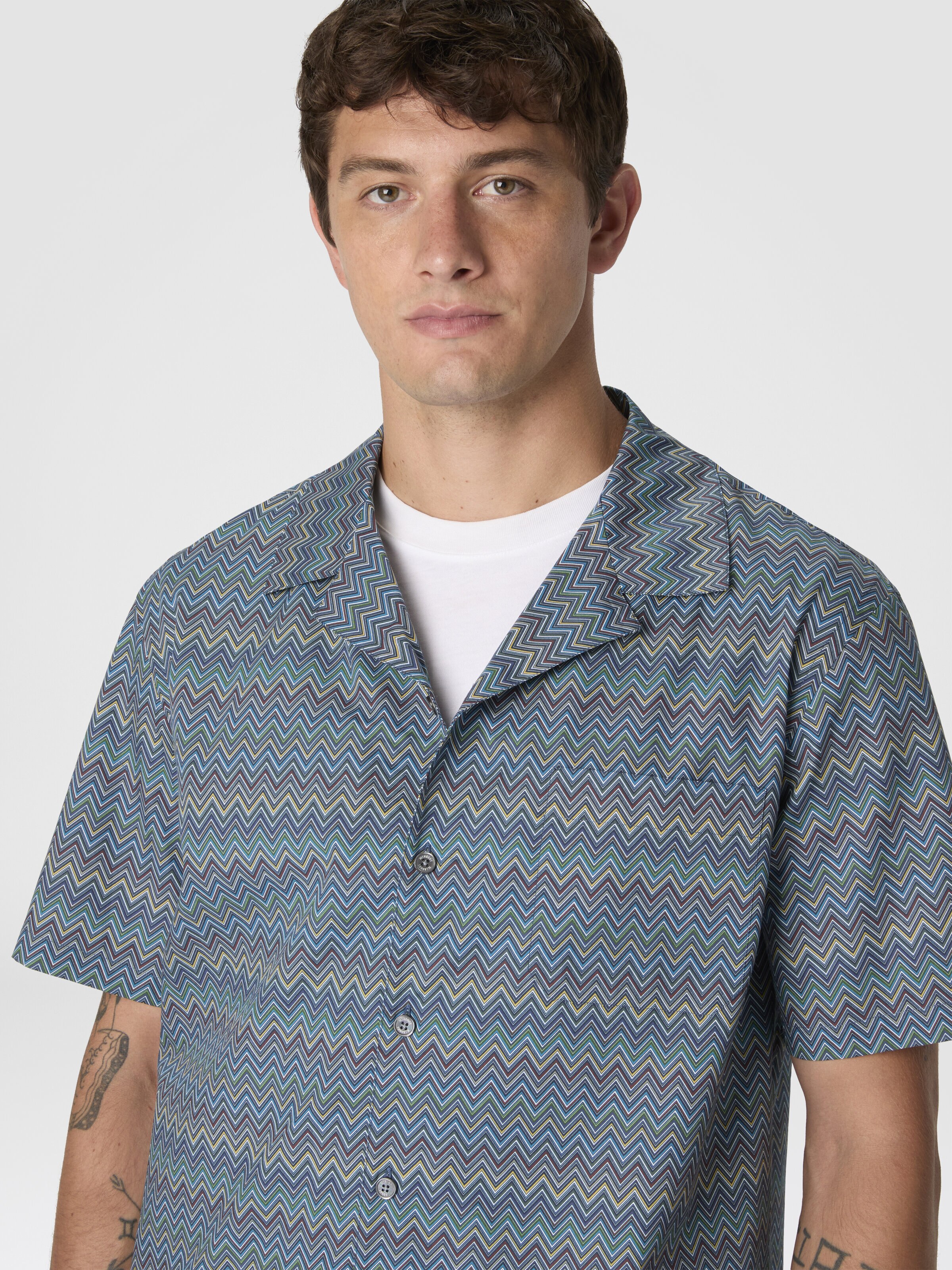Bowling Shirt with Zigzag Pattern, Multicoloured  - 3