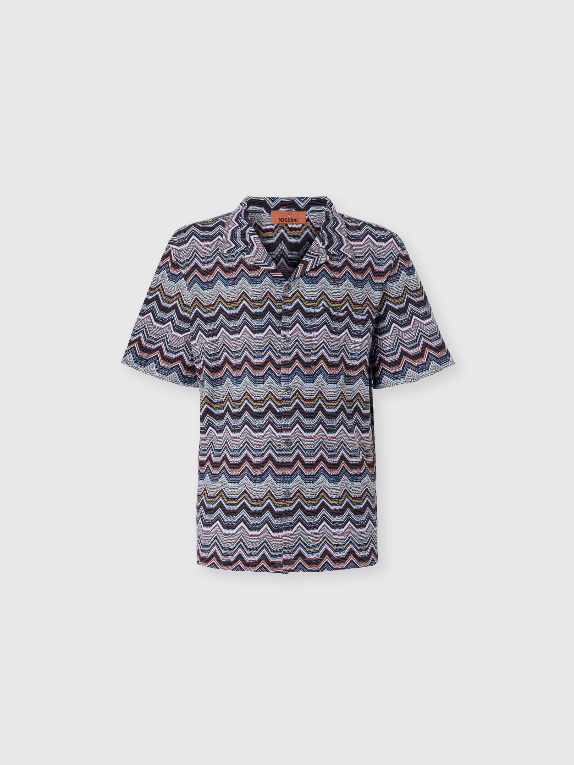 Bowling Shirt with Geometric Zigzag, Multicoloured  - 0