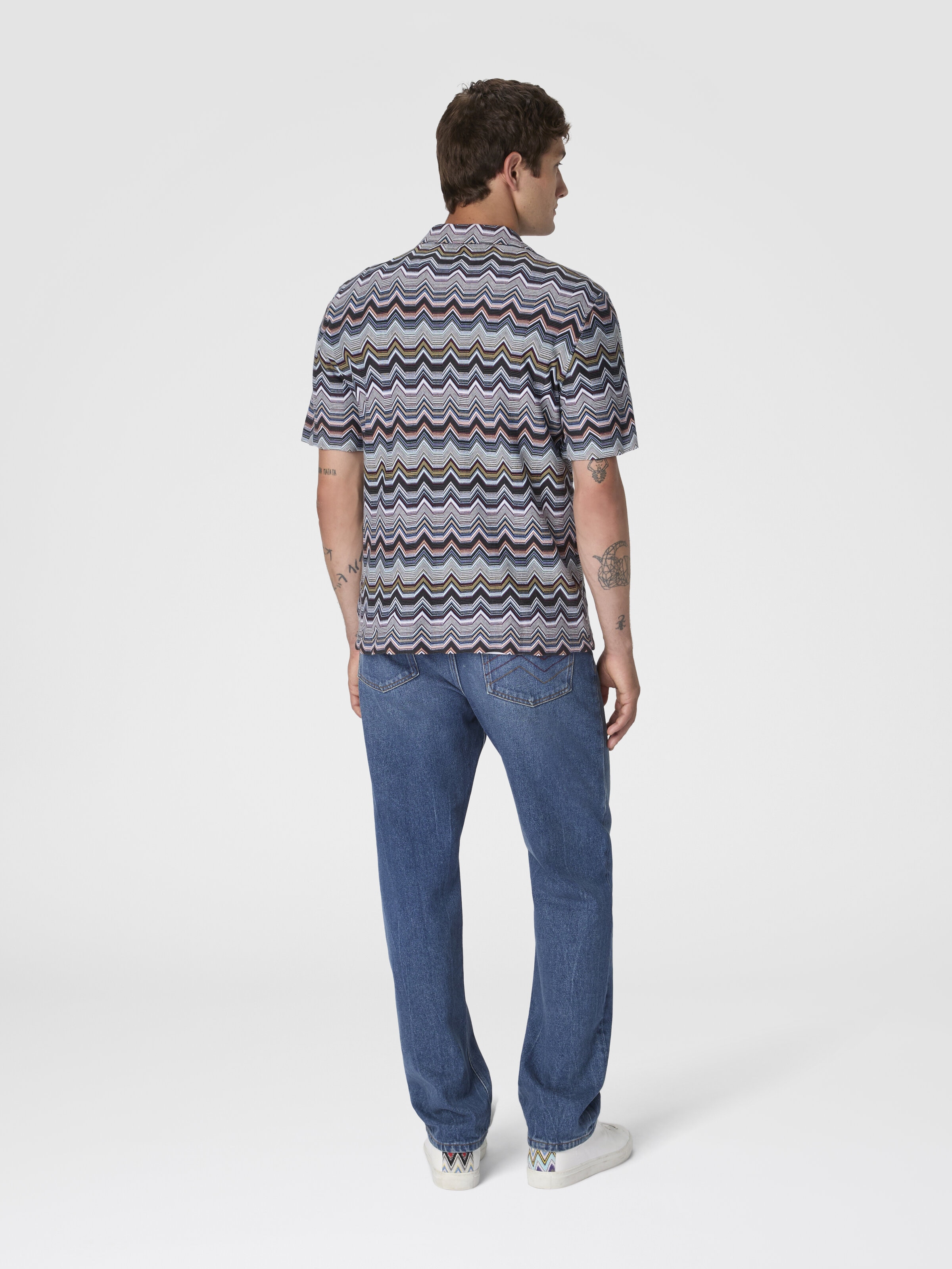 Bowling Shirt with Geometric Zigzag, Multicoloured  - 2