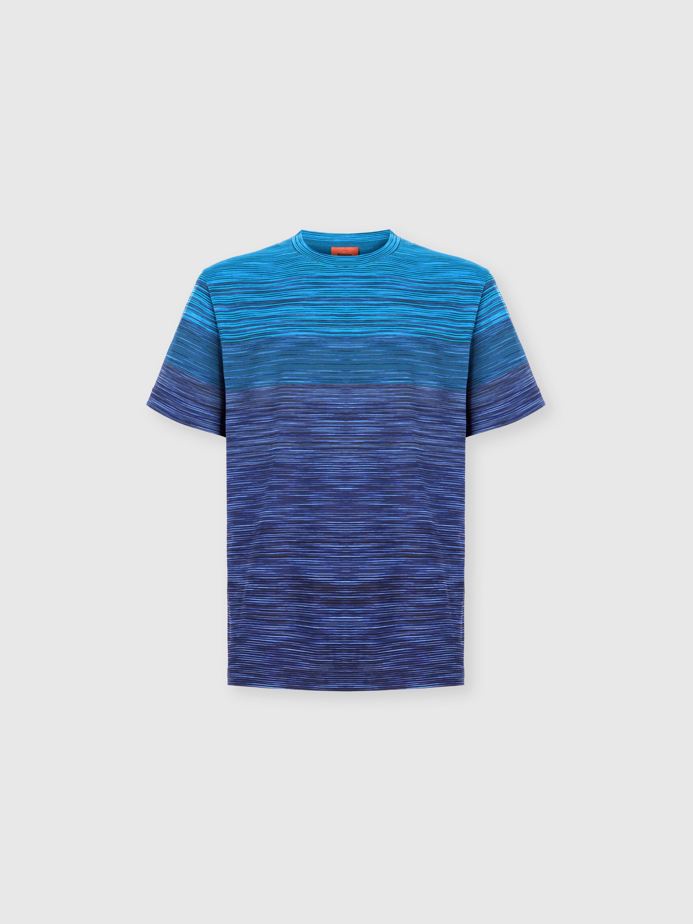 T-Shirt with Faded Flame Pattern, Blue - 0
