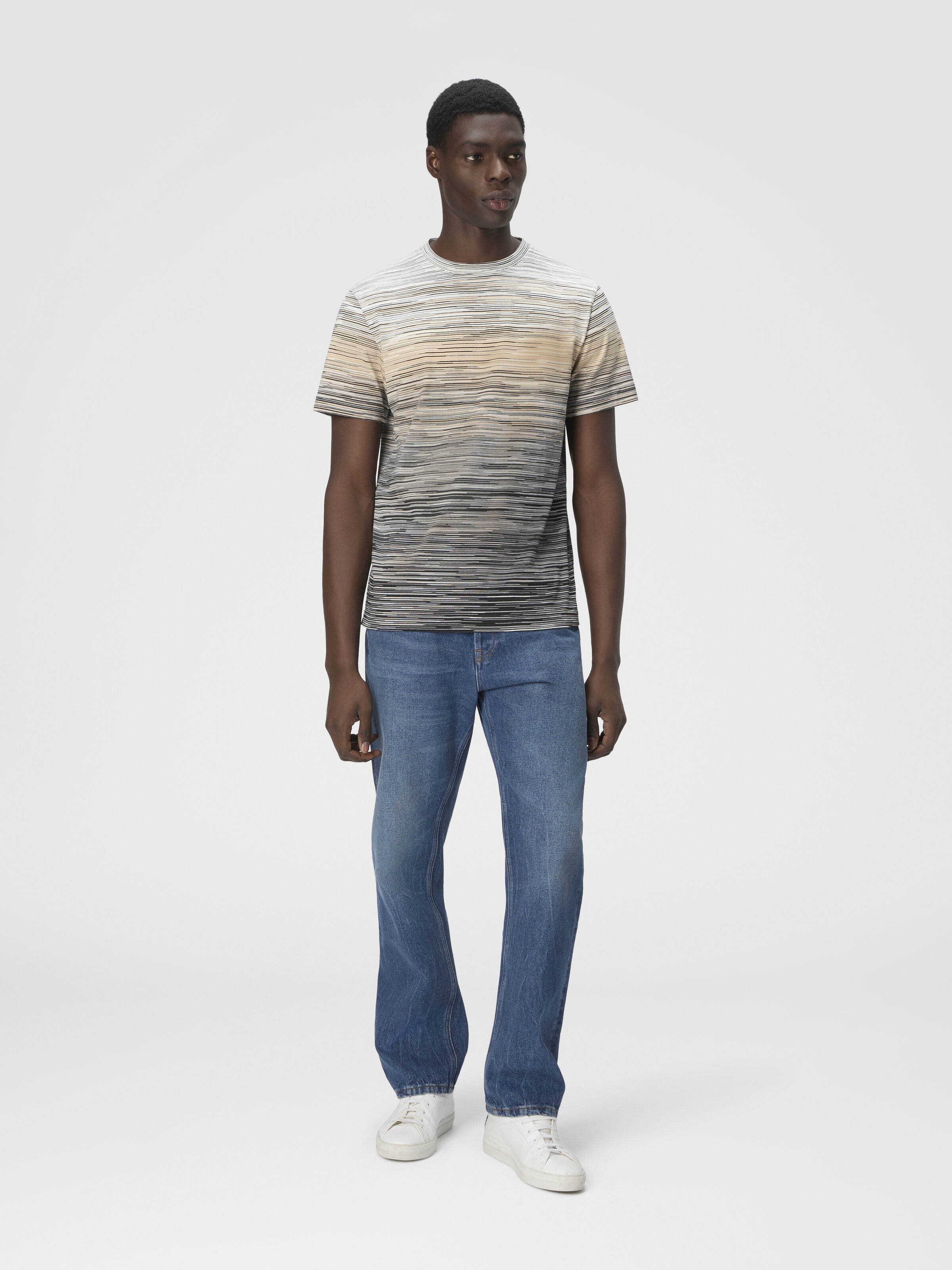 T-Shirt with Faded Flame Pattern, Grey - 1