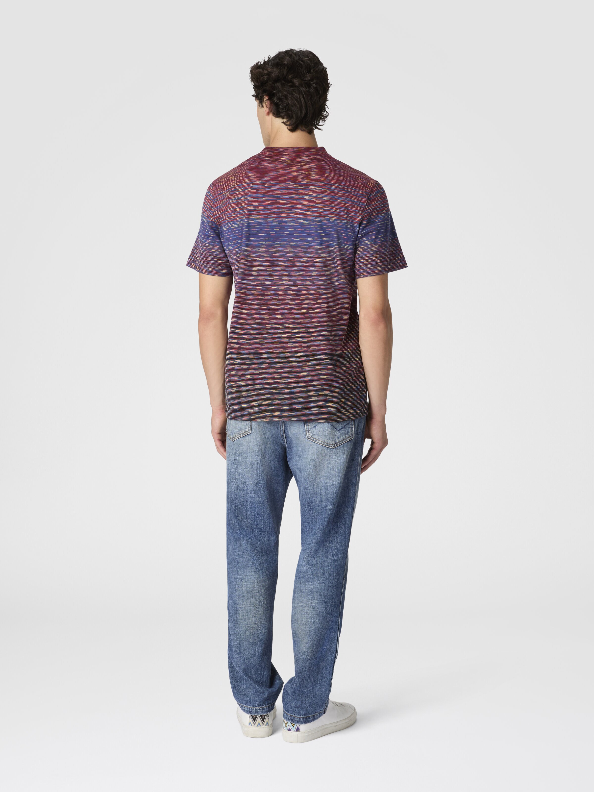 Camiseta con motivo flameado degradado, Borgoña & Azul Oscuro - 2