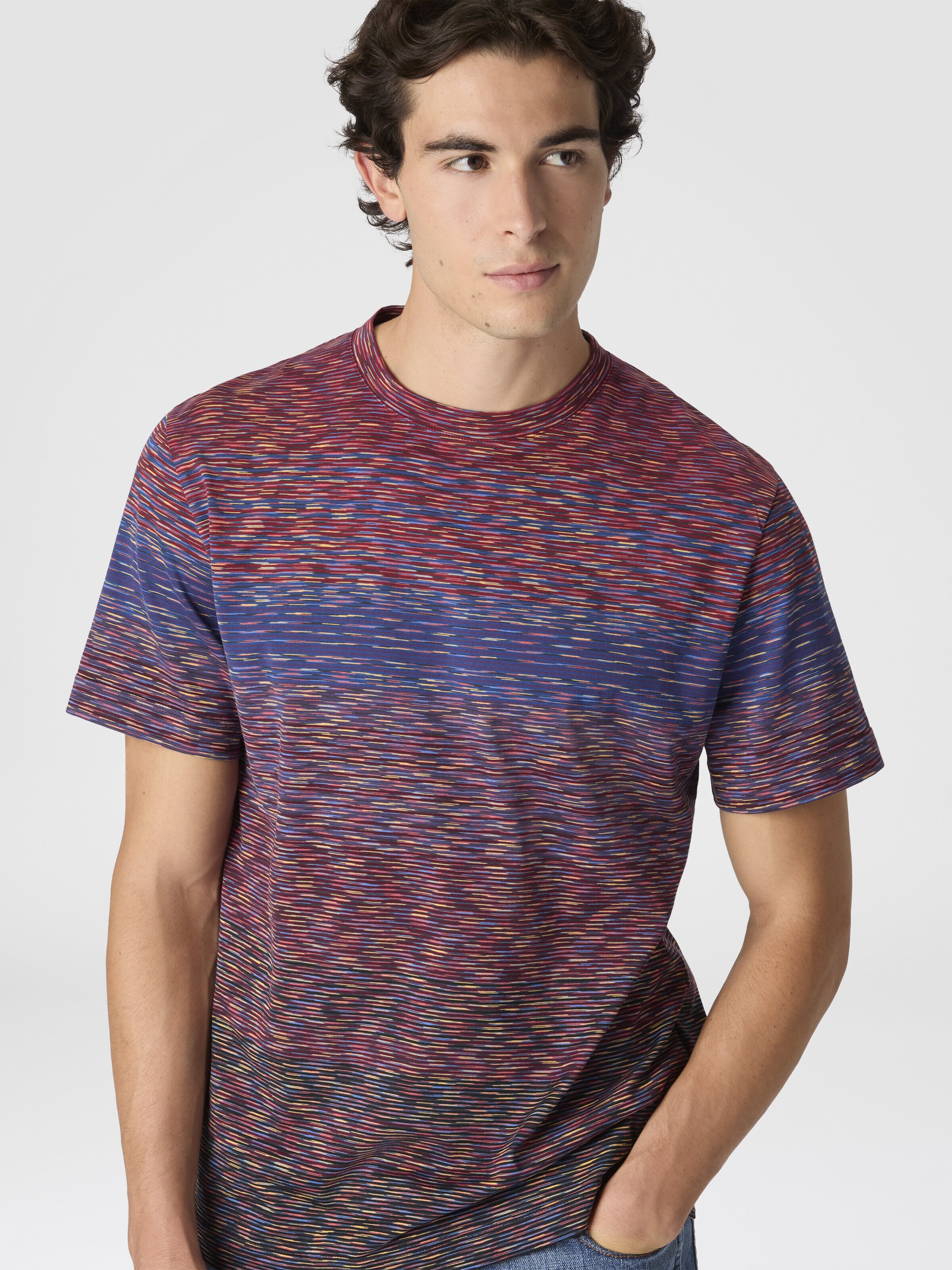Camiseta con motivo flameado degradado, Borgoña & Azul Oscuro - 3