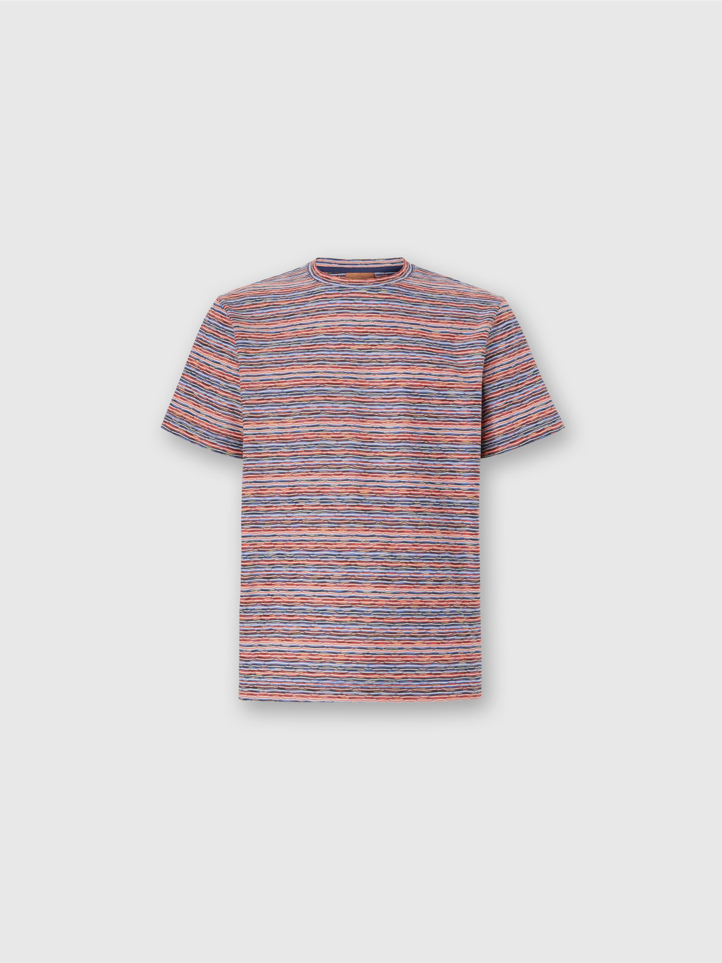 T-Shirt with Flame and Zigzag Pattern, Red & Blue - 0
