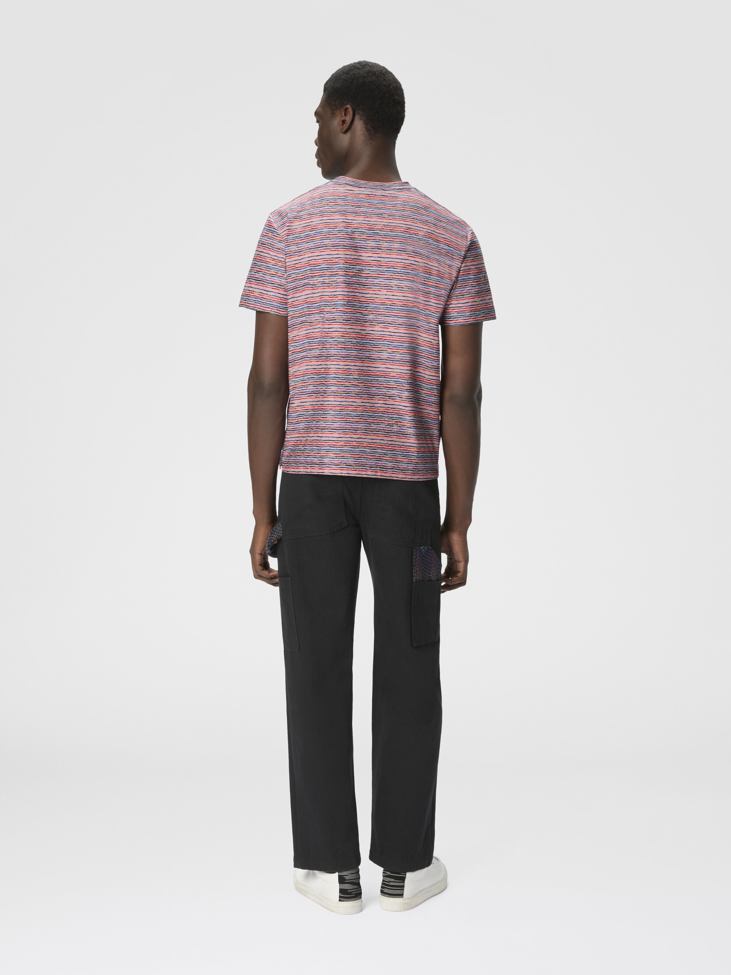 T-Shirt with Flame and Zigzag Pattern, Red & Blue - 2