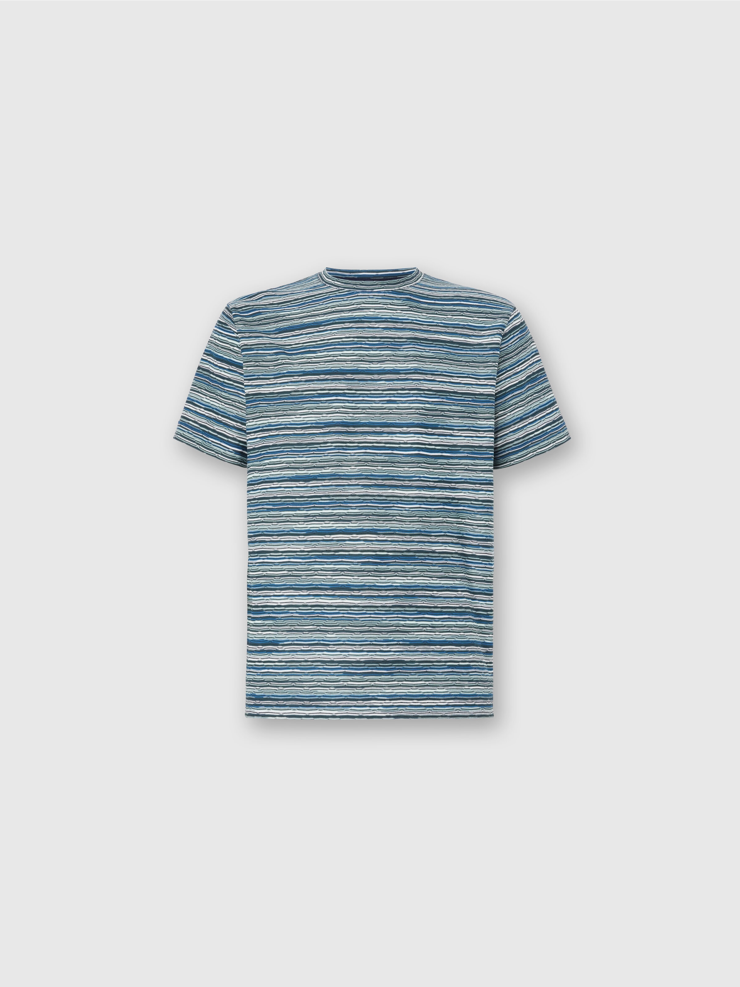 T-shirt à motif flammé et zigzag, Bleu & Vert  - 0