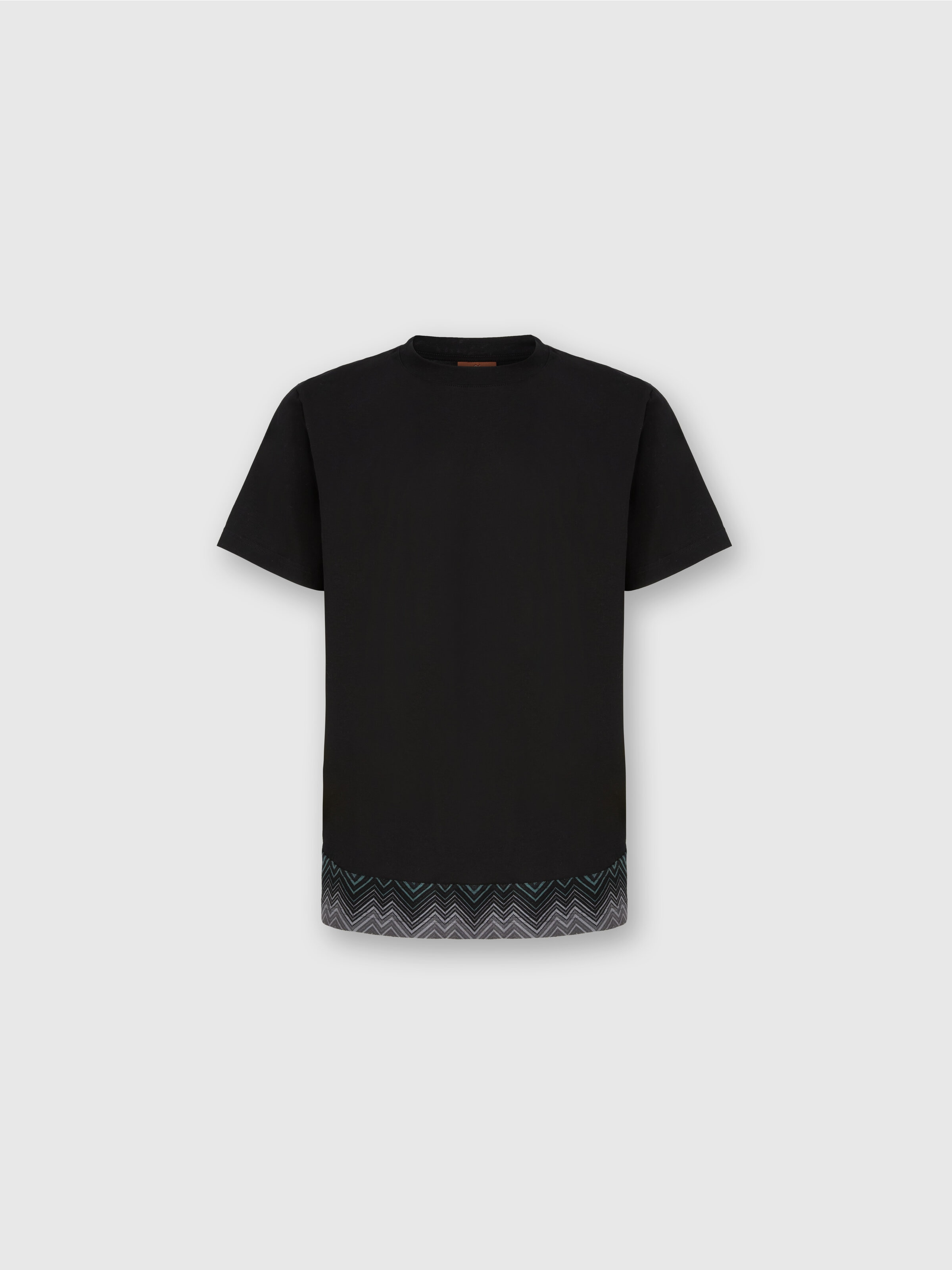 T-shirt manches courtes avec insert zigzag irrégulier, Noir - 0