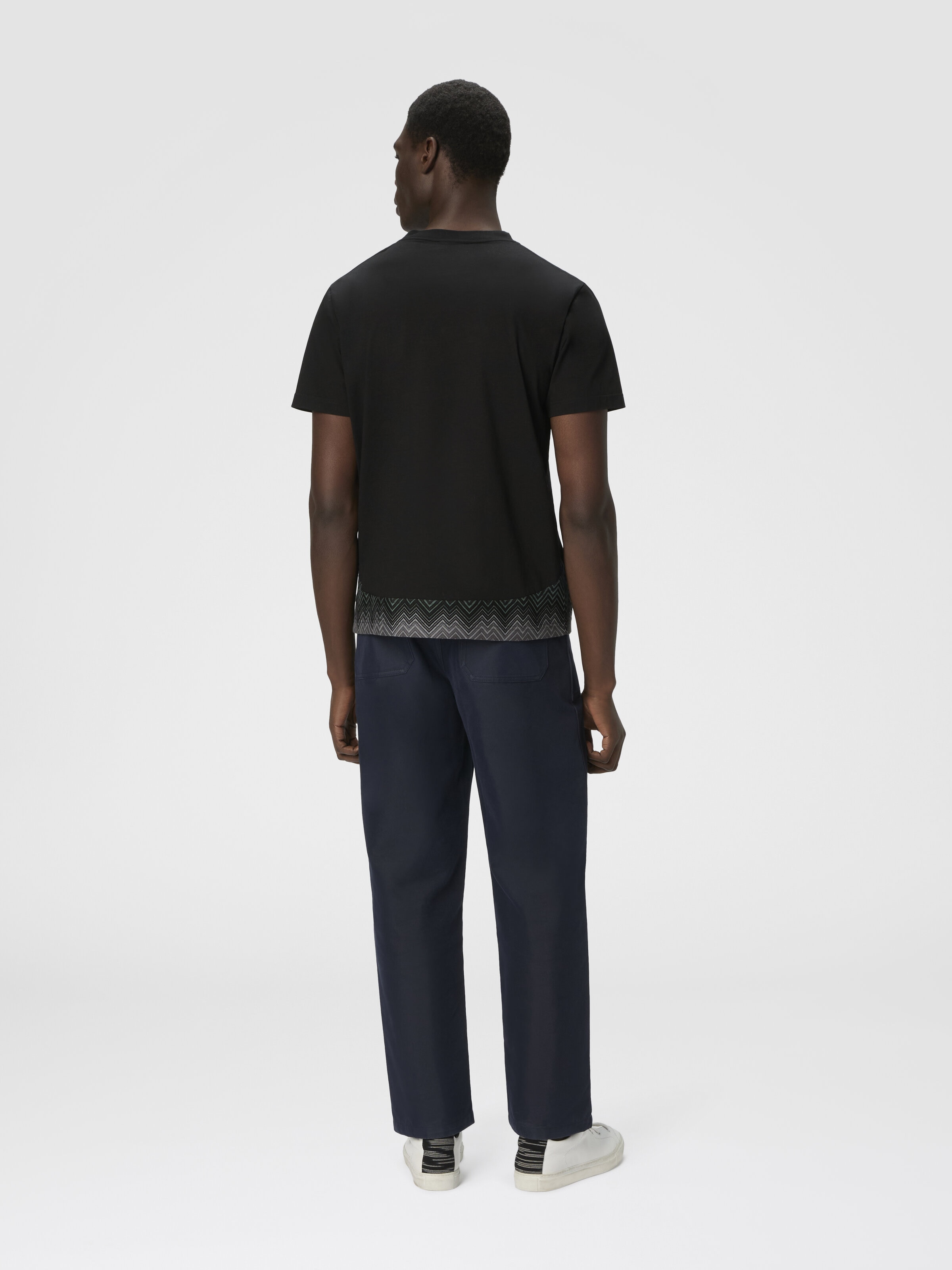 T-shirt manches courtes avec insert zigzag irrégulier, Noir - 2