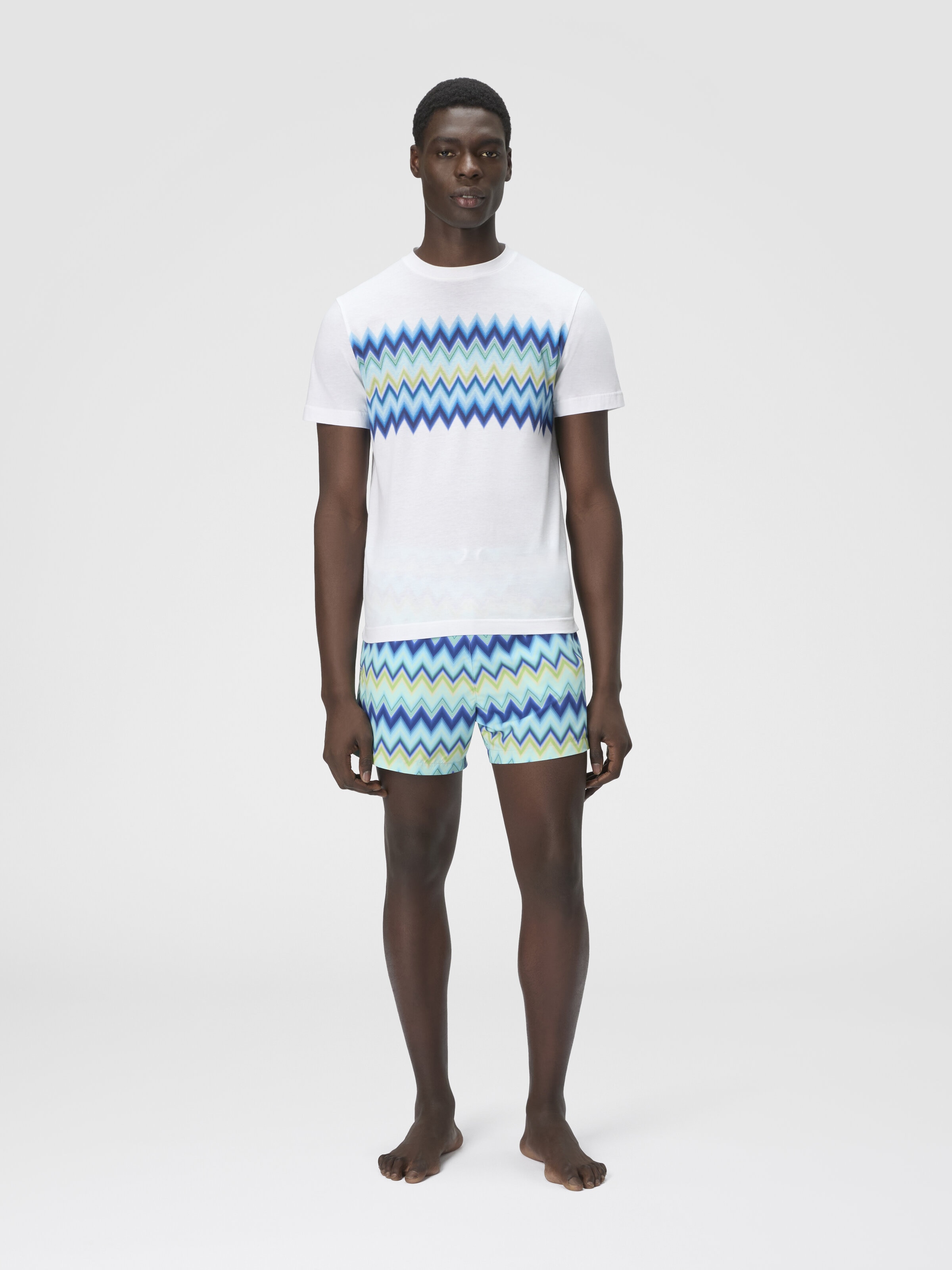 T-shirt manches courtes avec insert zigzag, Multicolore  - 1