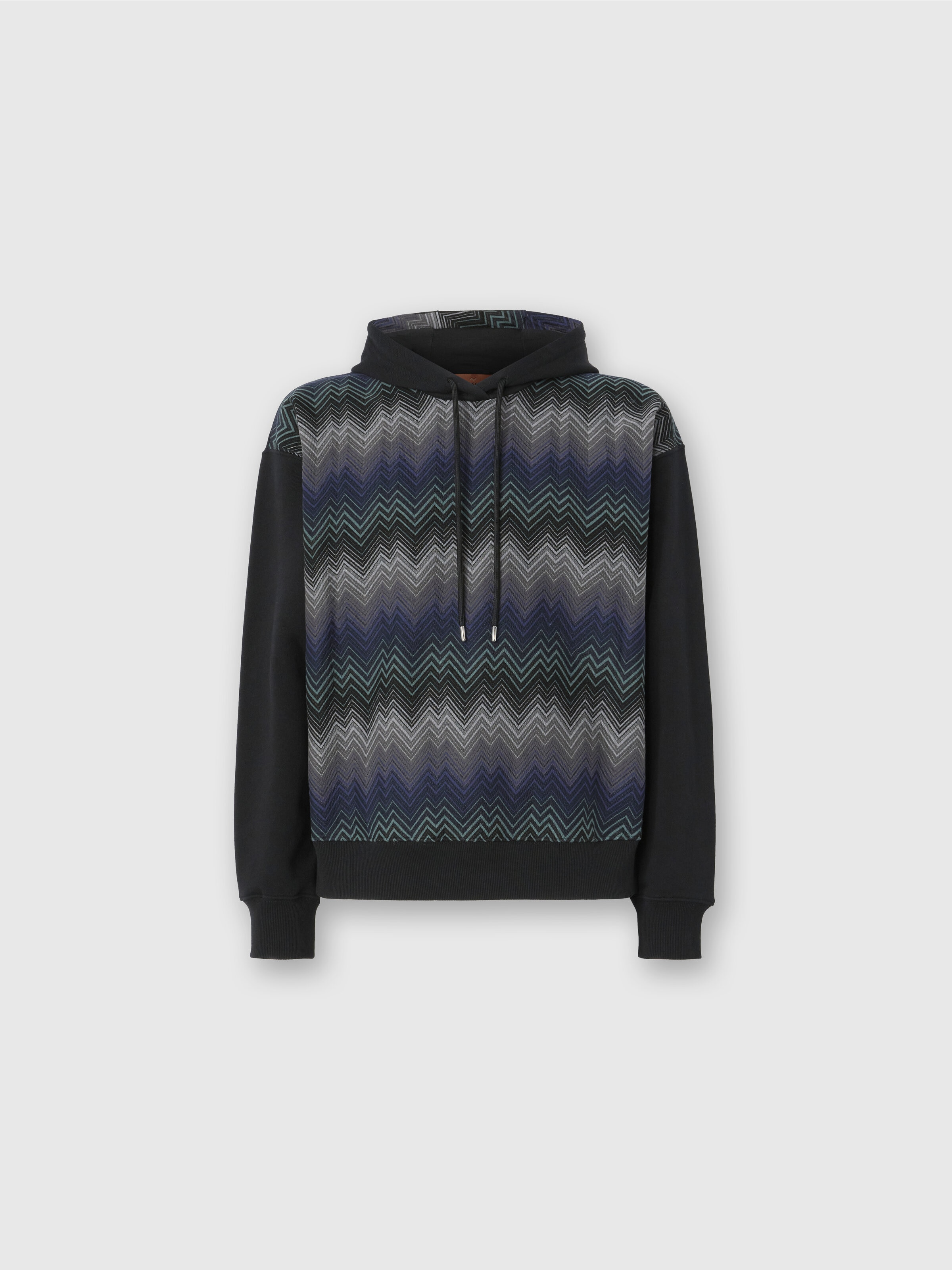 Hoodie with Zigzag Insert, Black - 0