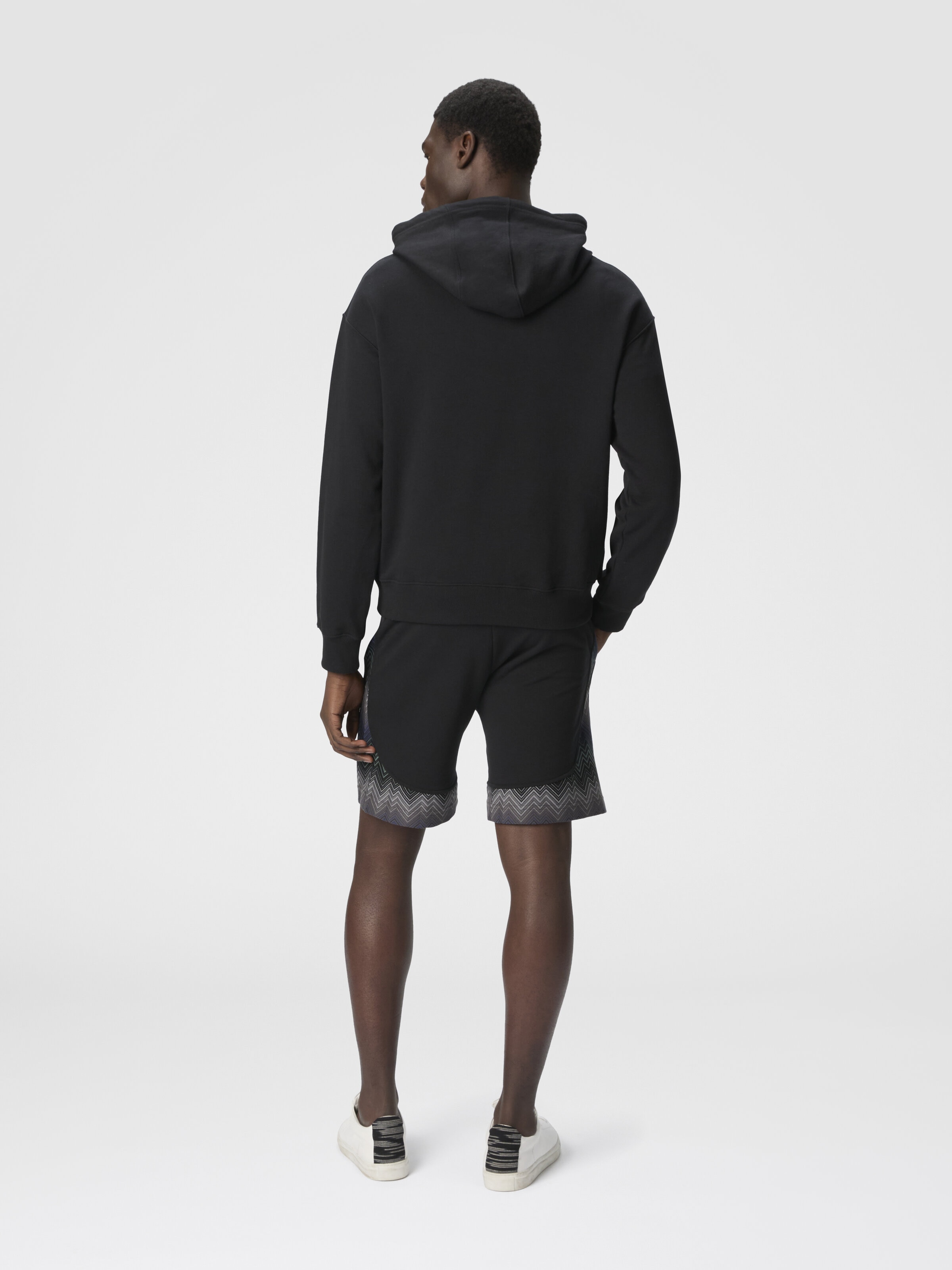 Hoodie with Zigzag Insert, Black - 2