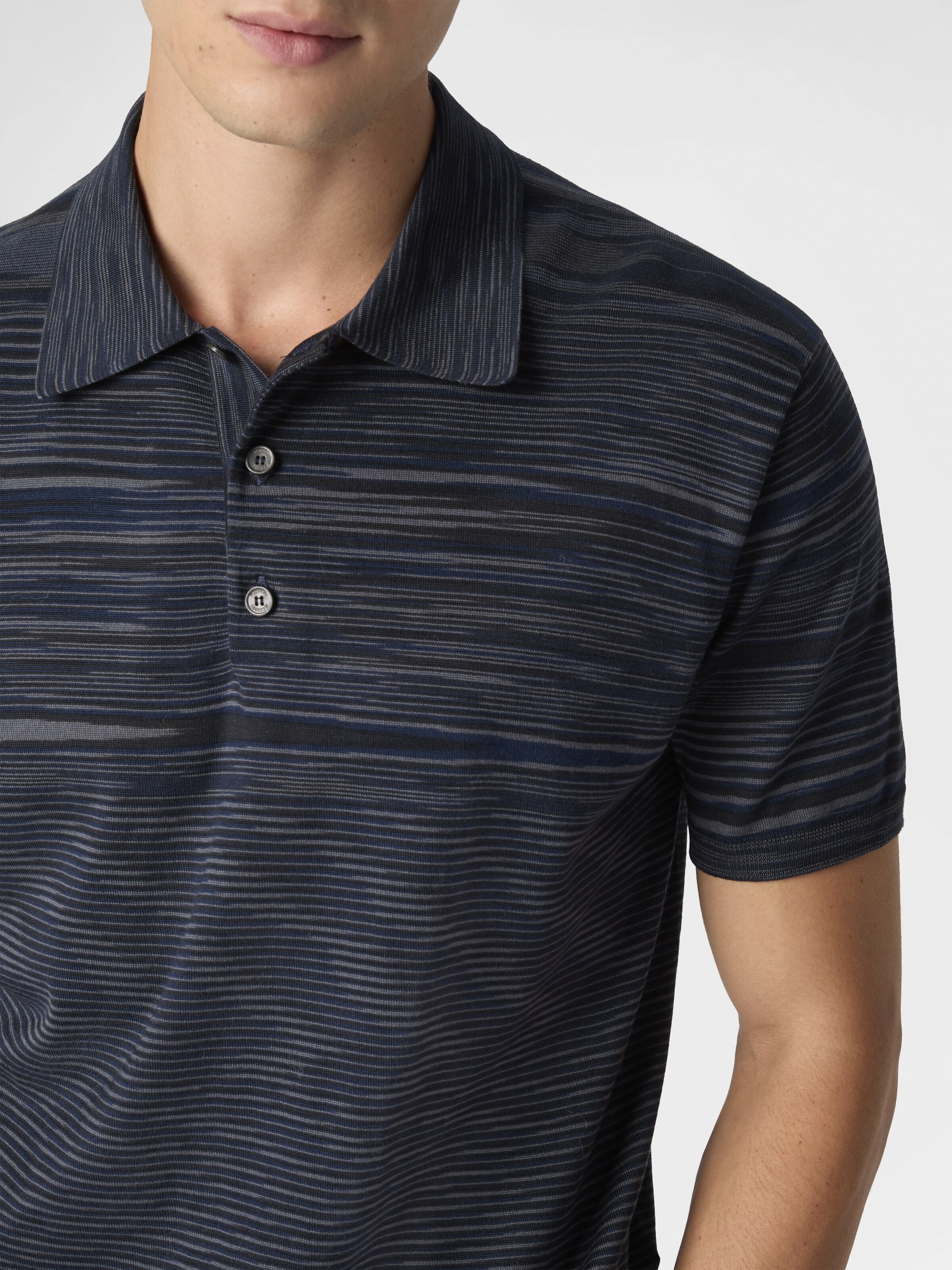 Flamed mercerized cotton polo shirt, Beige& White  - 4