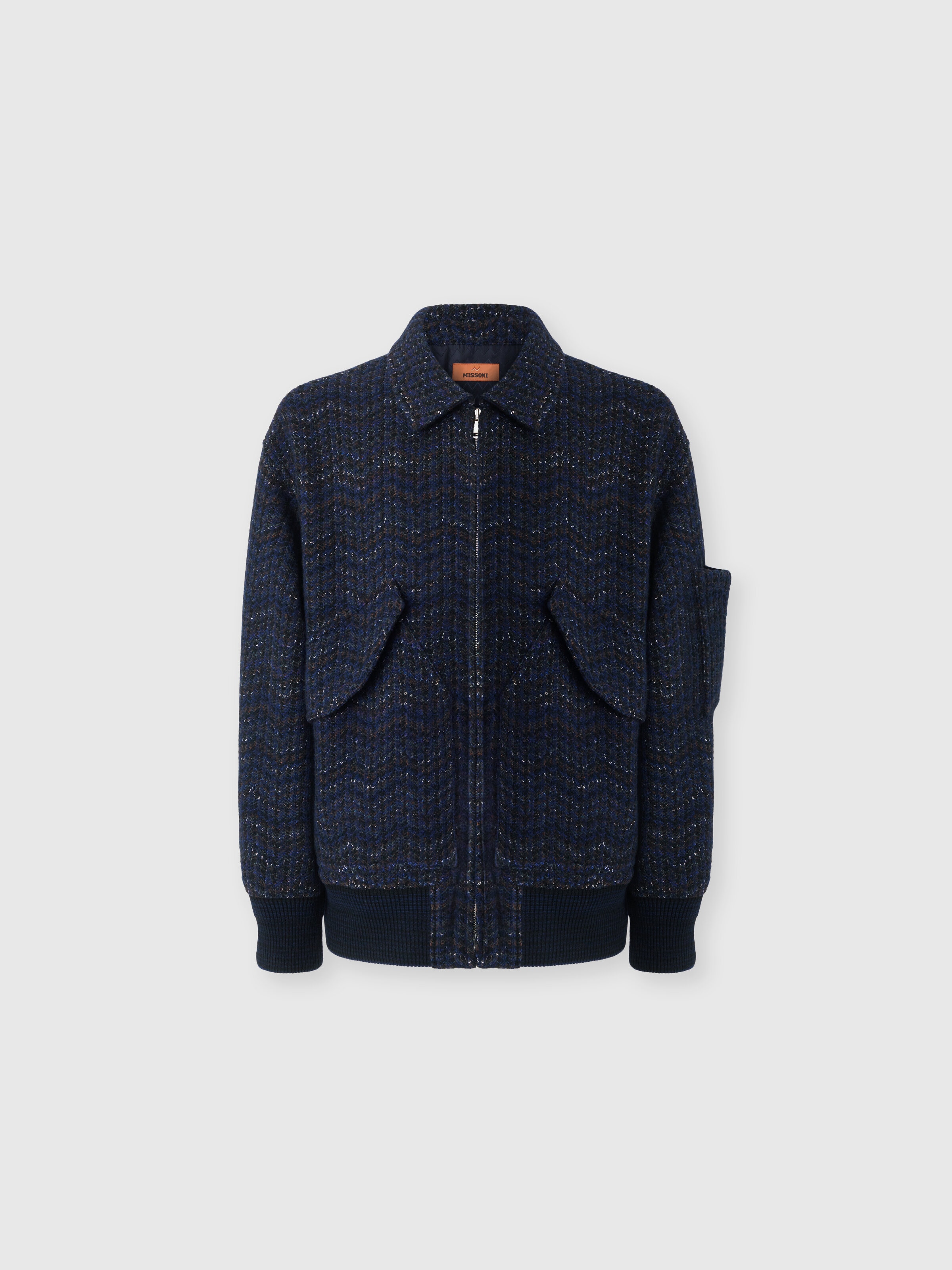 MISSONI スタジャン ダークグリーン/ネイビー Cashmere and viscose bomber jacket with pockets Blue | Missoni